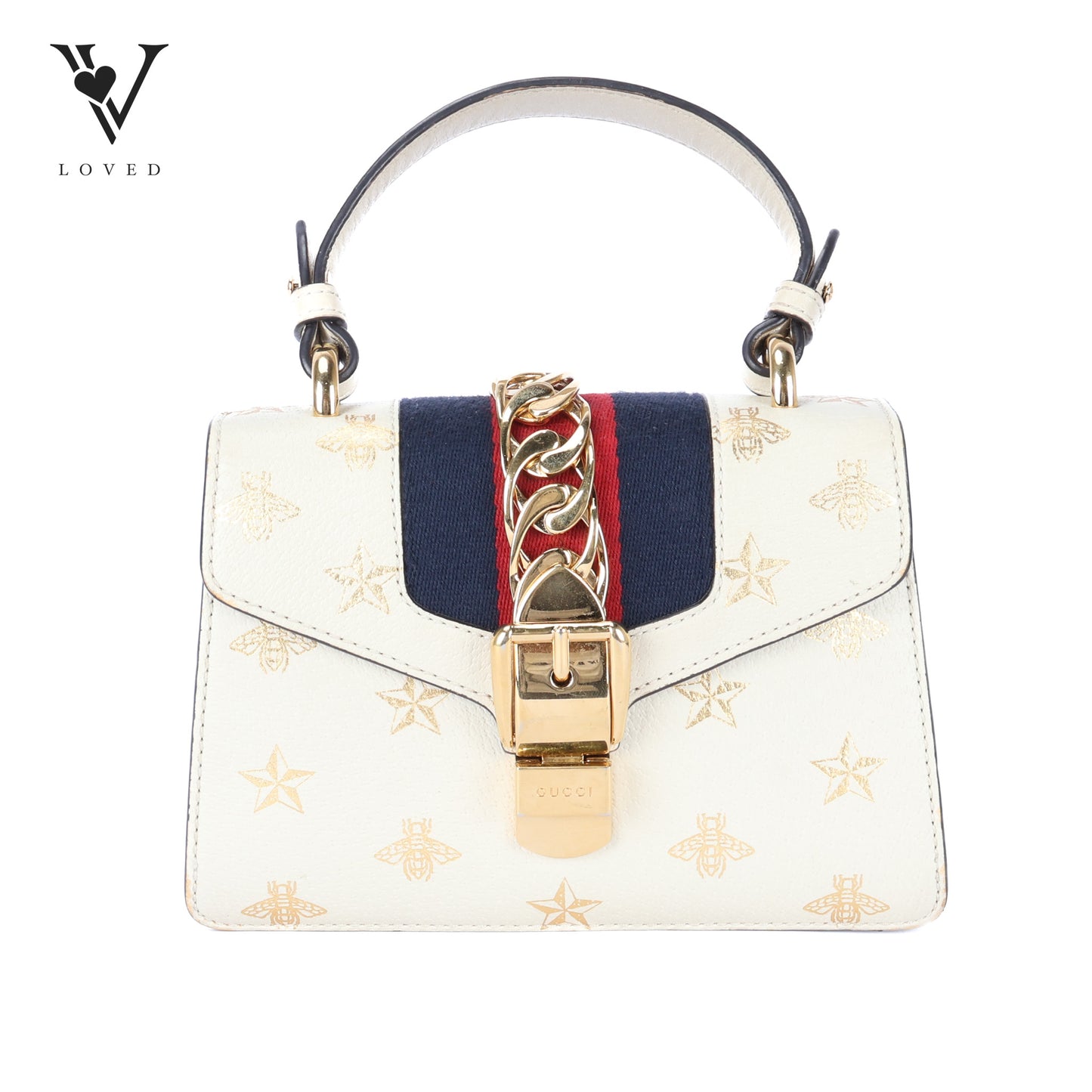 Mini Sylvie Top Handle Bag GHW In White Leather