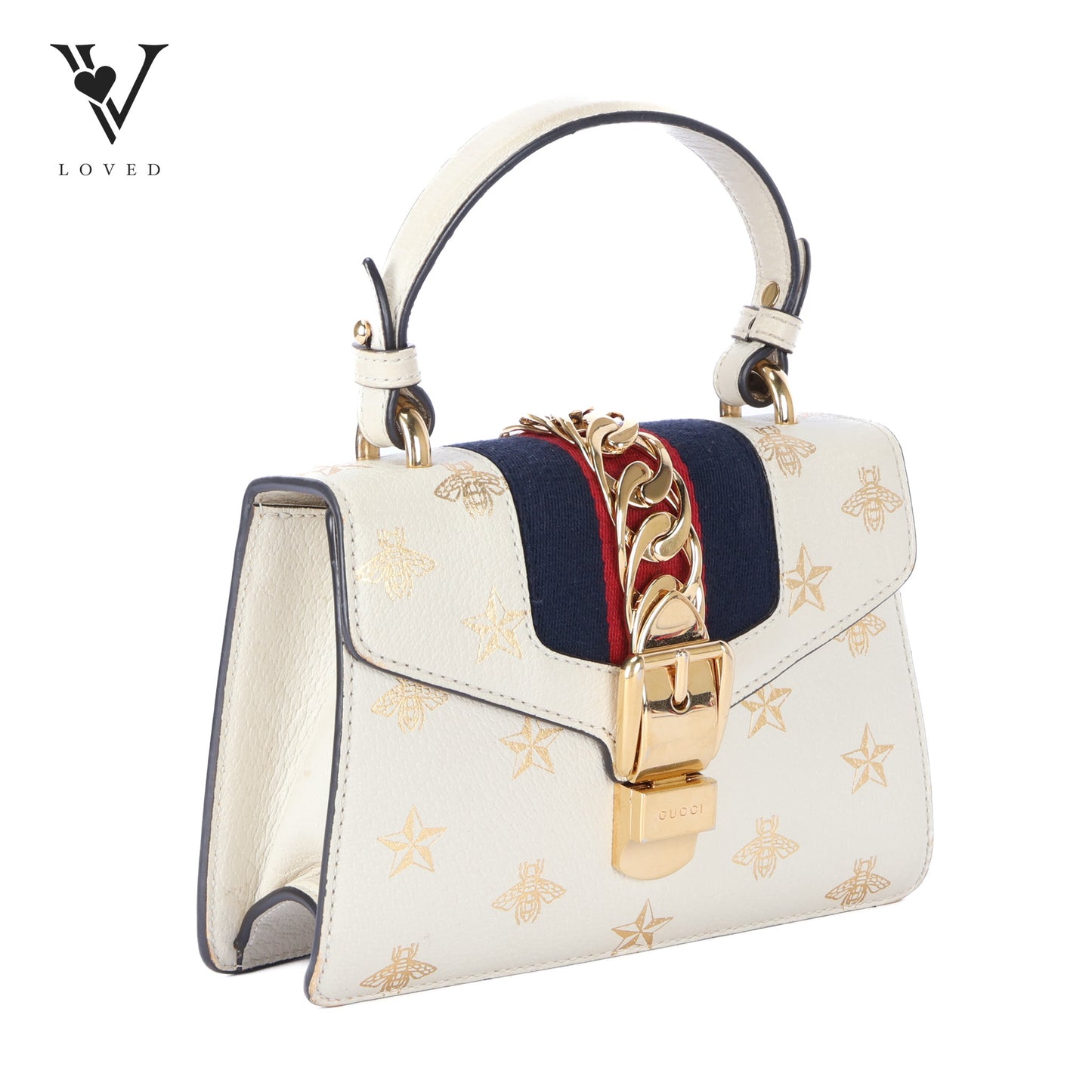 Mini Sylvie Top Handle Bag GHW In White Leather