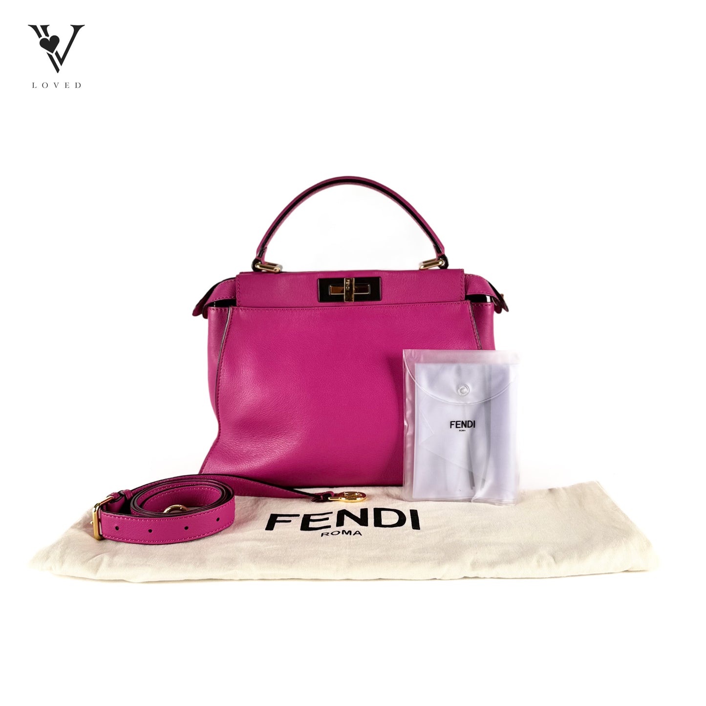 Peekaboo Satchel Handbag in Pink Calfskin Leather