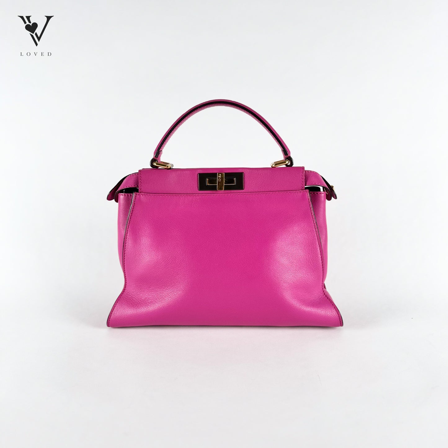 Peekaboo Satchel Handbag in Pink Calfskin Leather