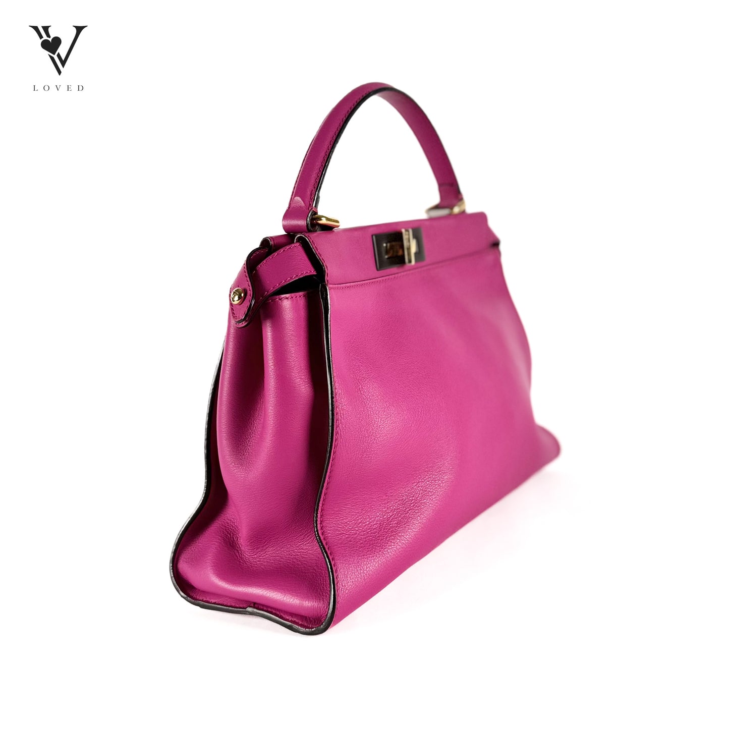 Peekaboo Satchel Handbag in Pink Calfskin Leather