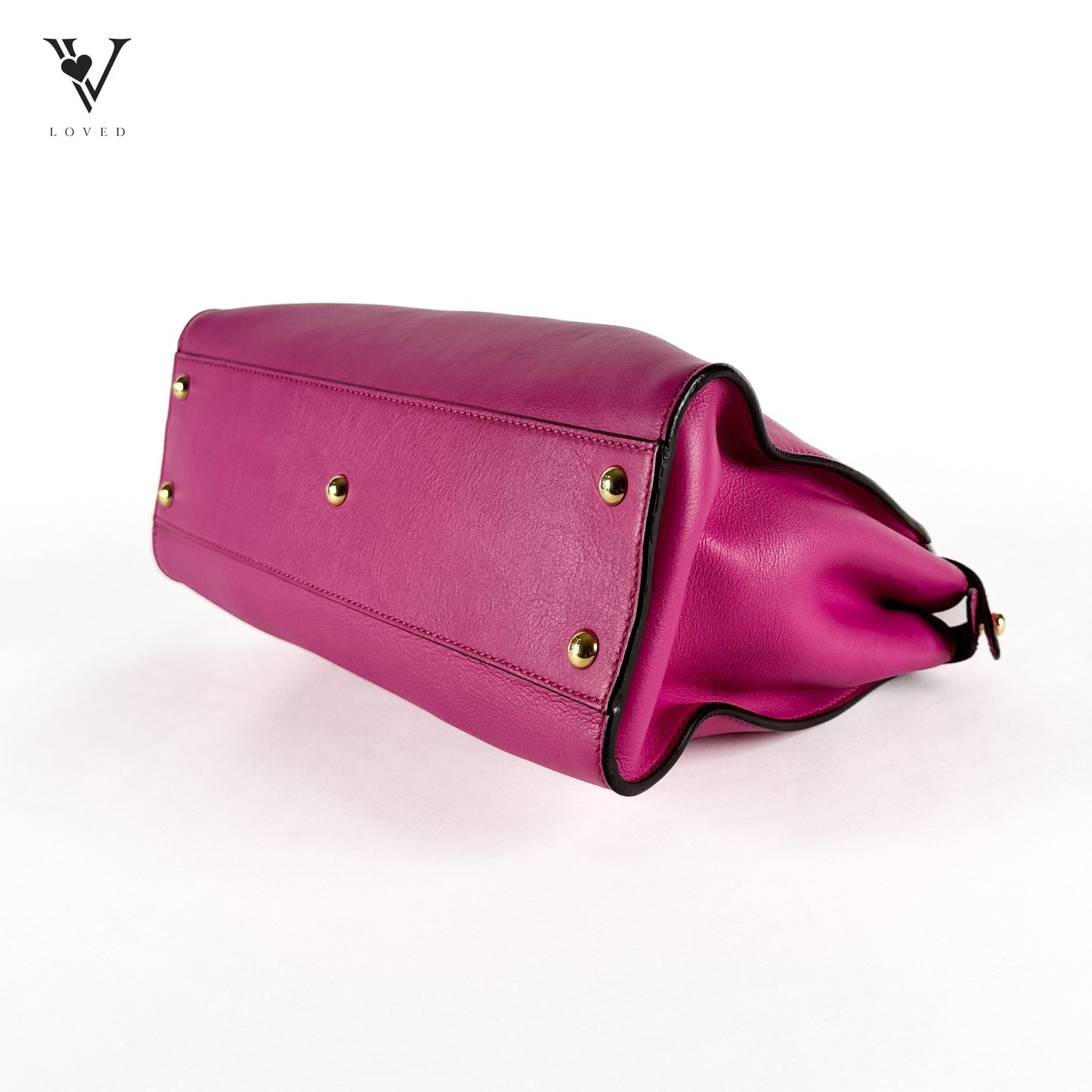 Peekaboo Satchel Handbag in Pink Calfskin Leather