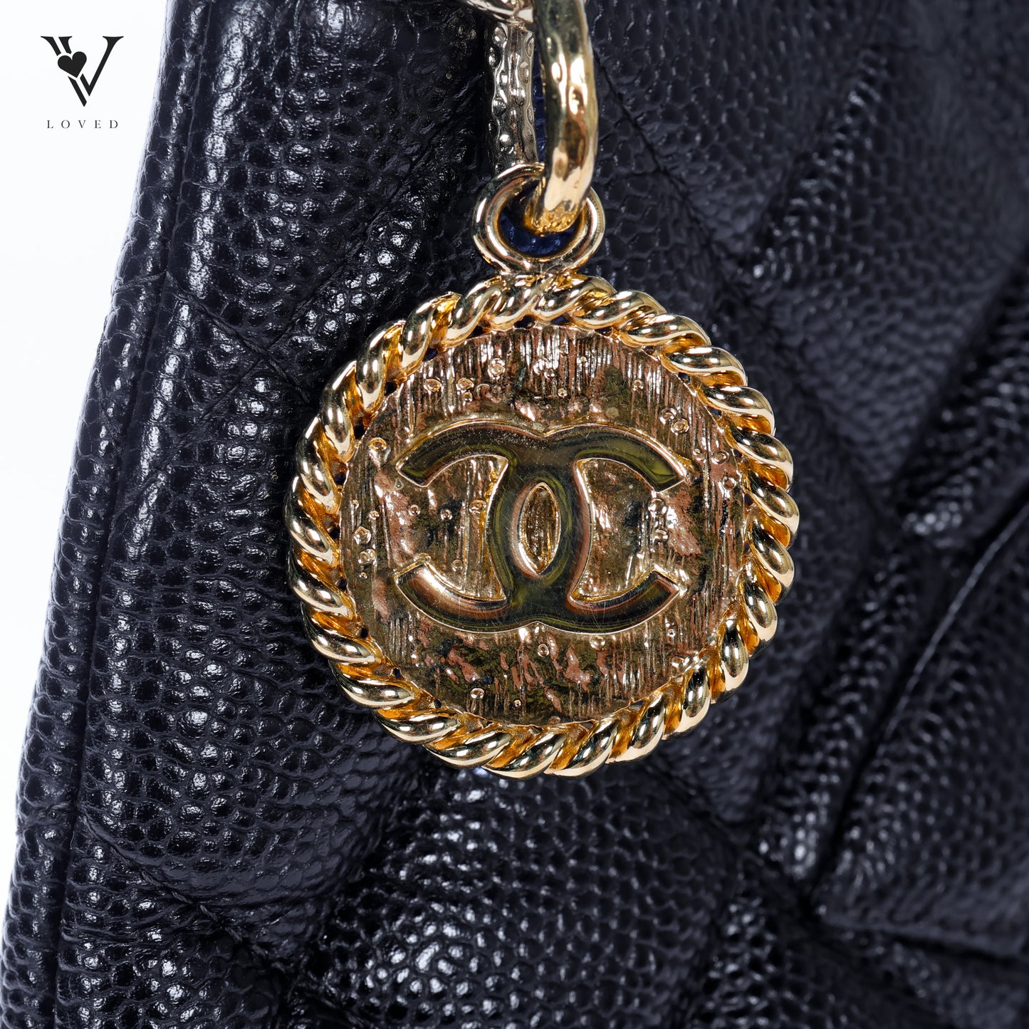 CC Matelasse Caviar Medallion Shoulder Bag