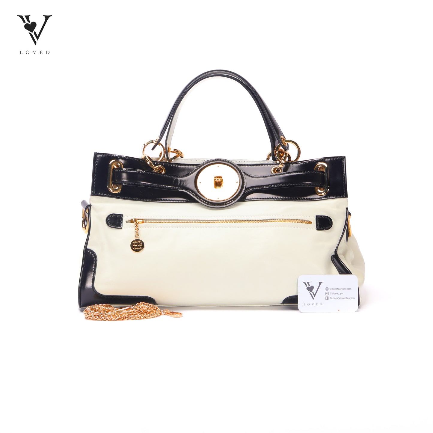 Two Tone Lune Satchel Handbag