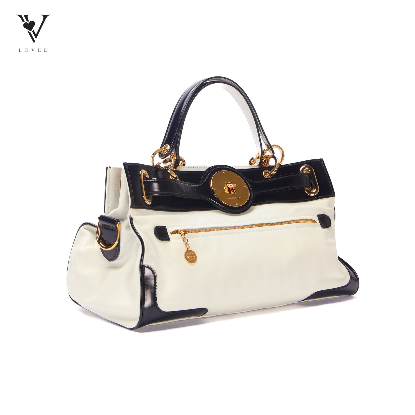 Two Tone Lune Satchel Handbag