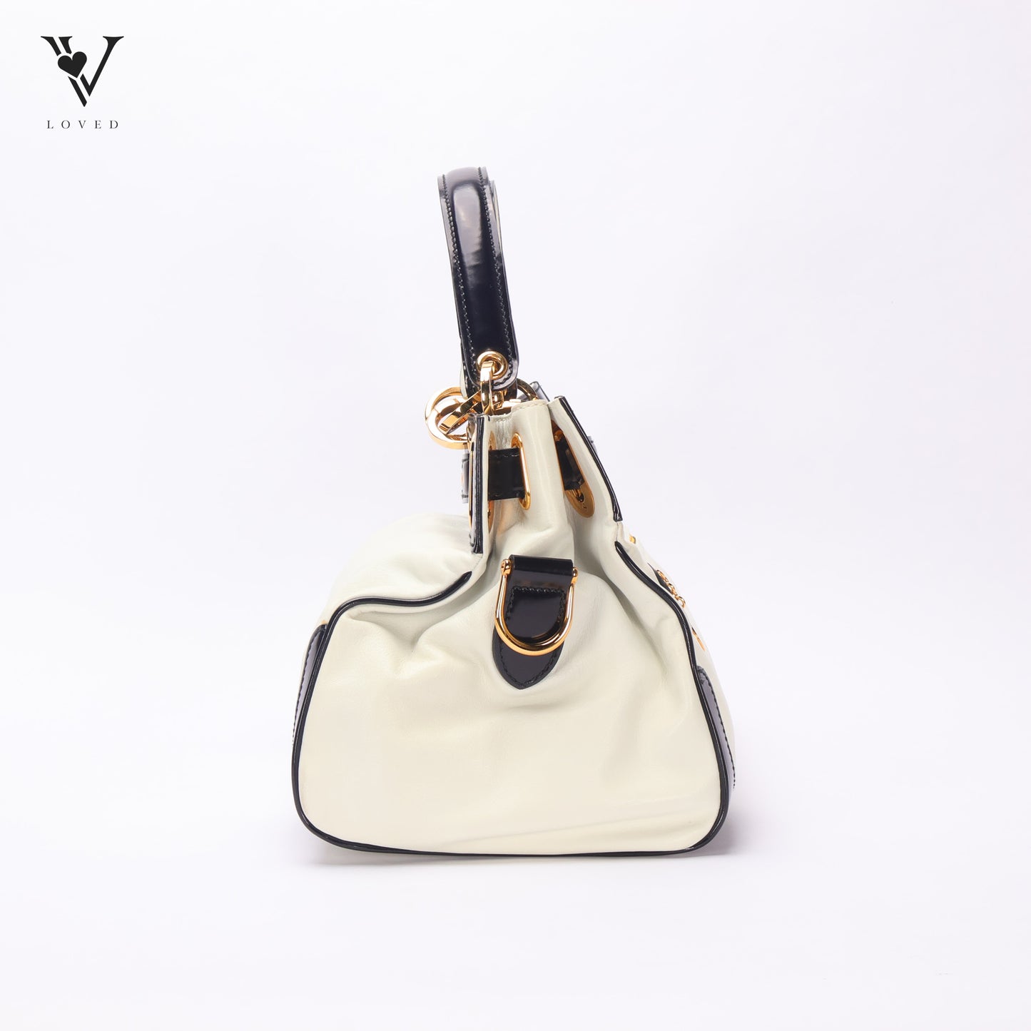 Two Tone Lune Satchel Handbag