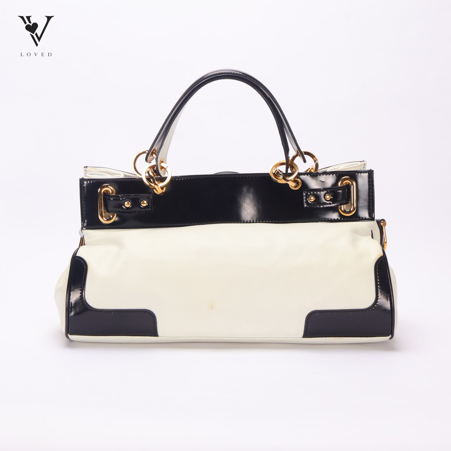 Two Tone Lune Satchel Handbag