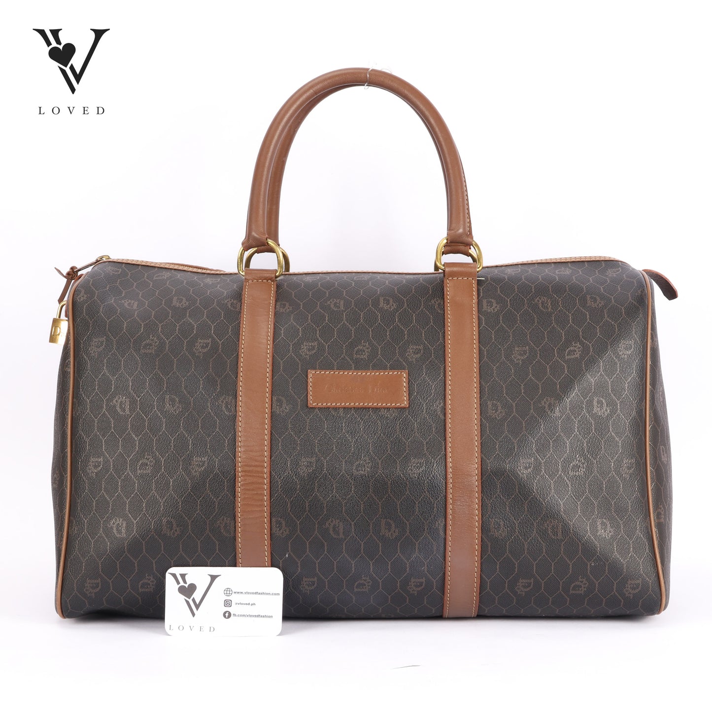 Honeycomb Boston Bag In PVC Brown