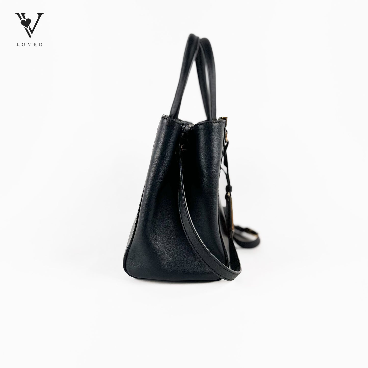 2Jours in Black Leather Two-Way Handbag
