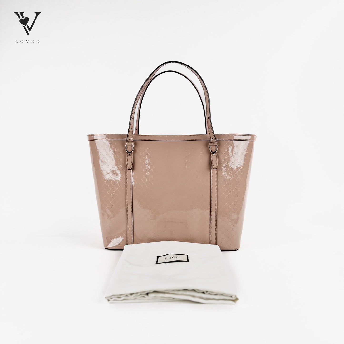 Beige Microguccissima Patent Leather Tote Bag