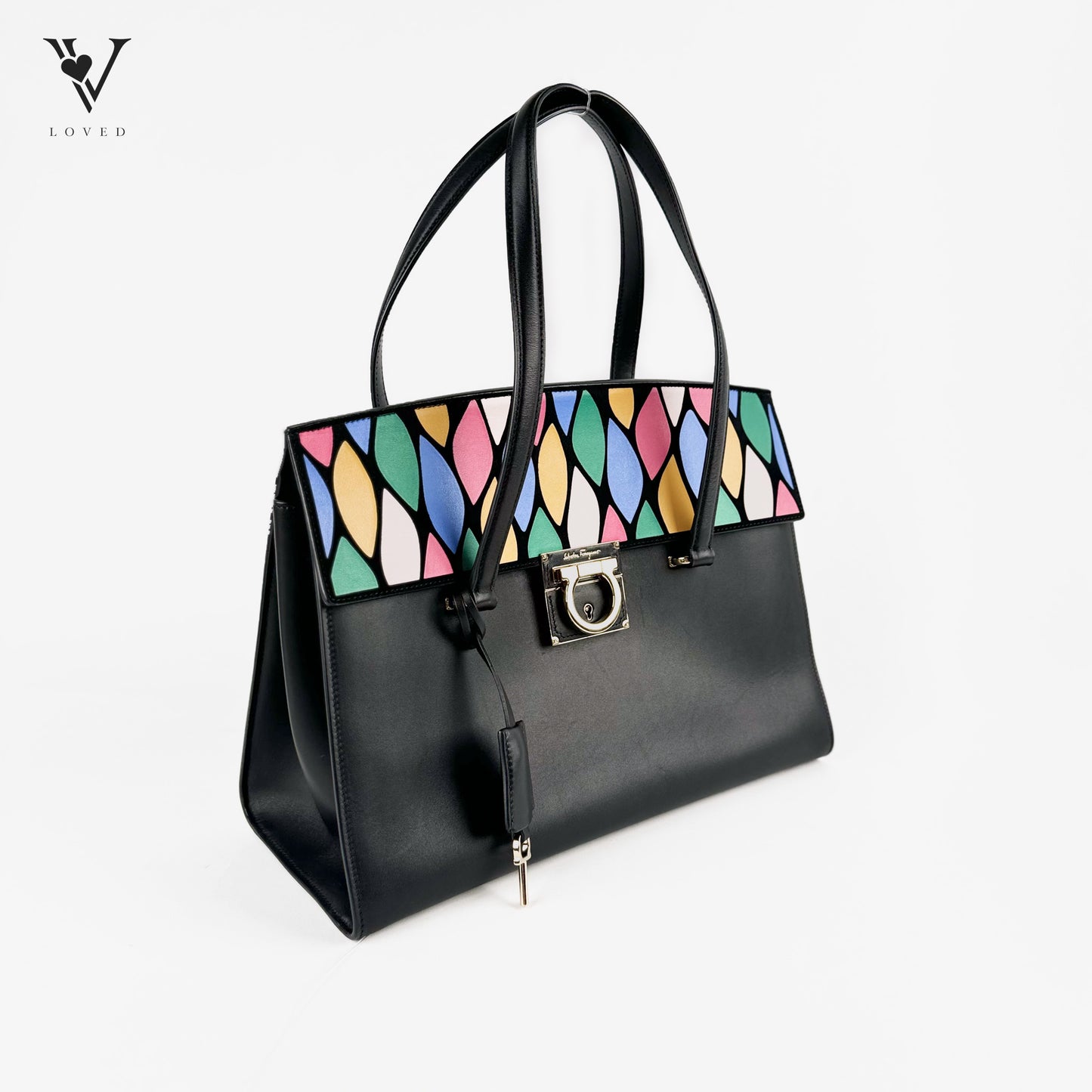 Gancini Multicolor Tote Bag in Leather