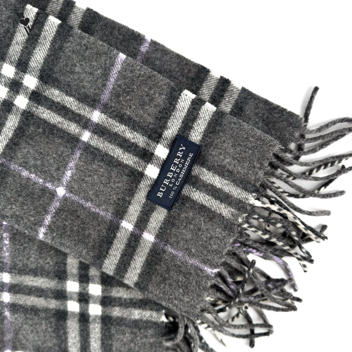Classic Check Cashmere Scarf in Grey
