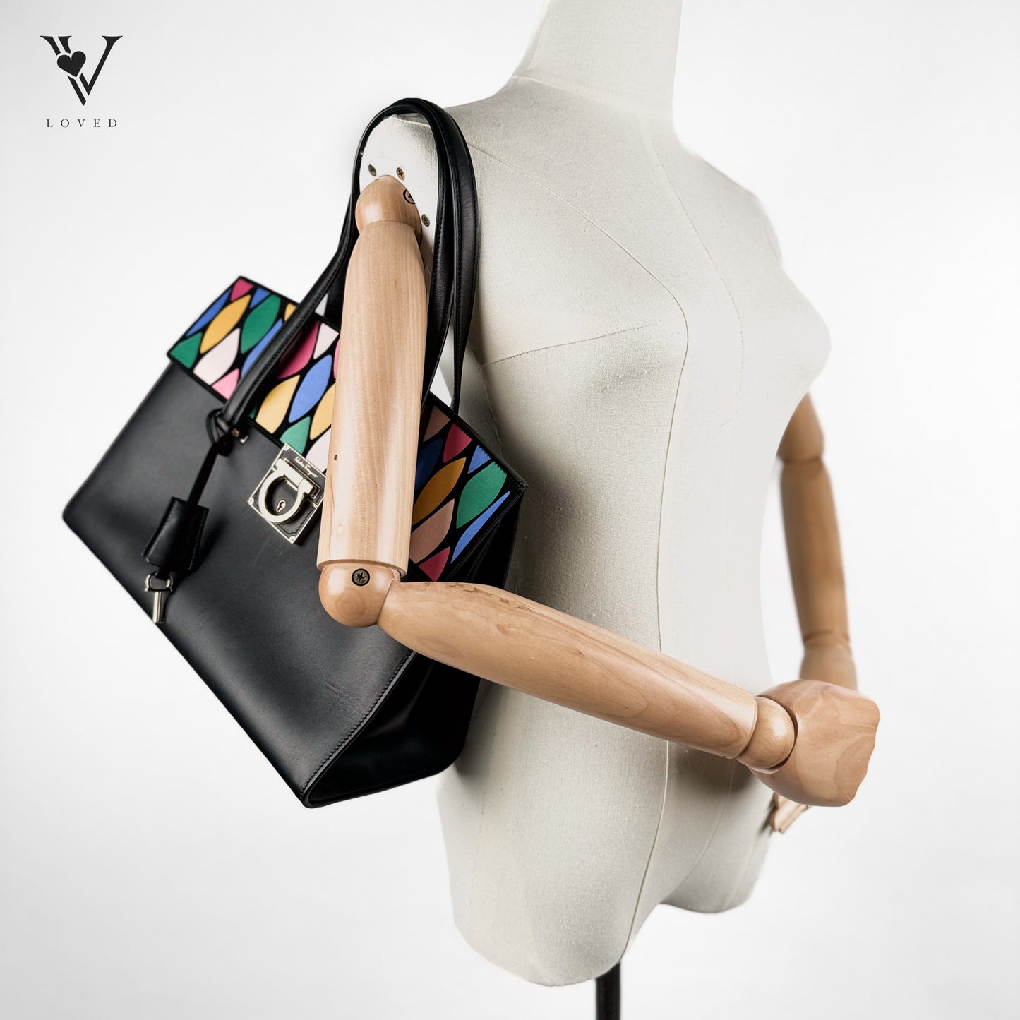 Gancini Multicolor Tote Bag in Leather