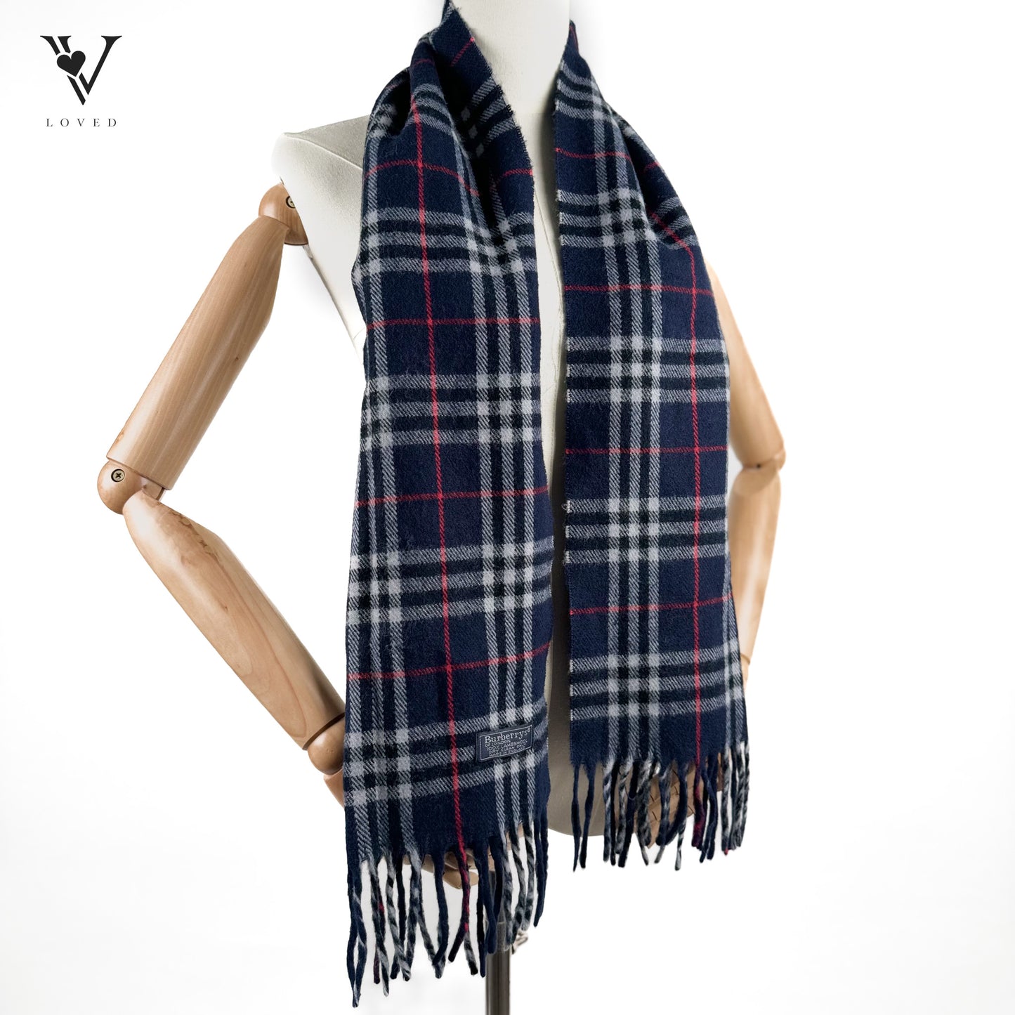 Classic Check Cashmere Scarf in Blue