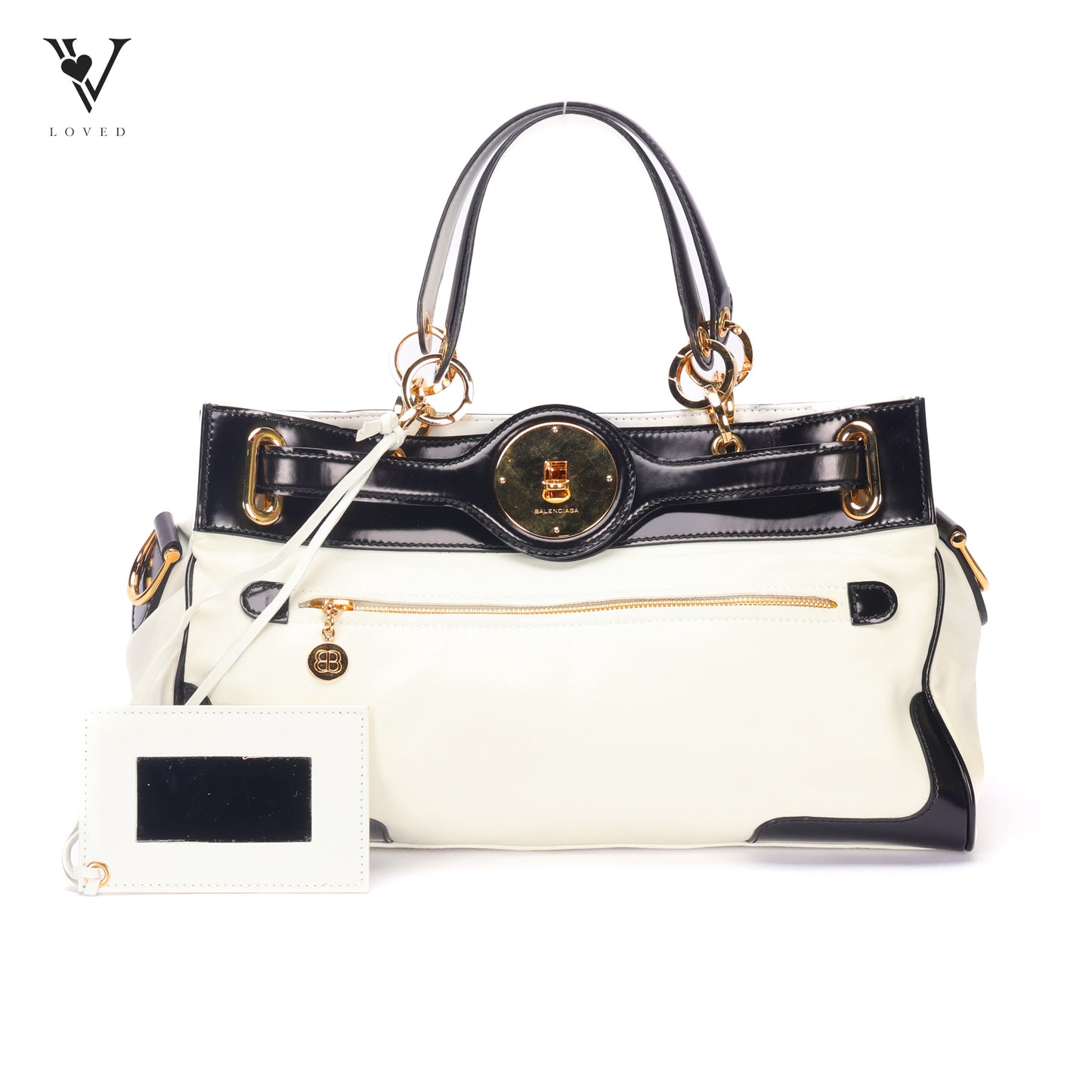 Two Tone Lune Satchel Handbag