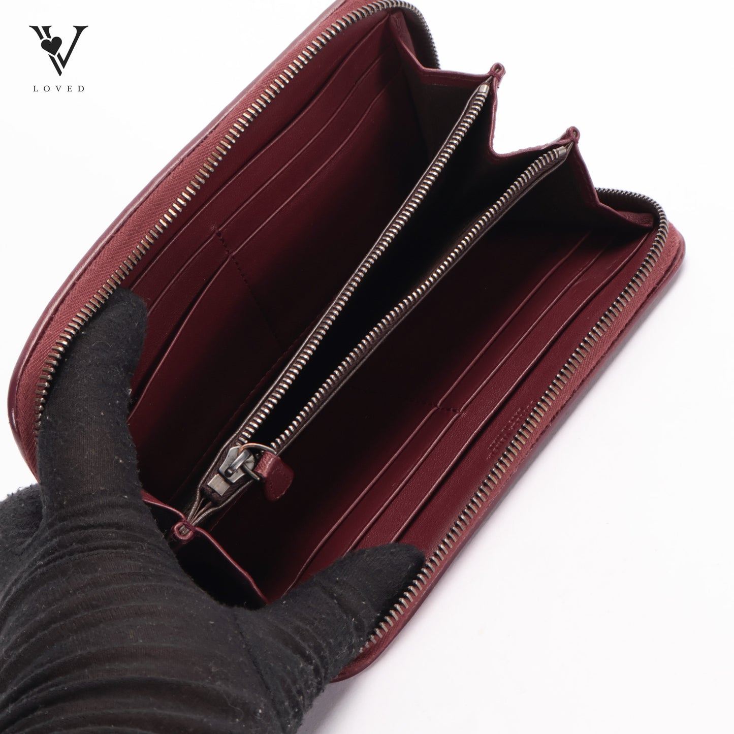 Intrecciato Round Zipper Long Leather Wallet