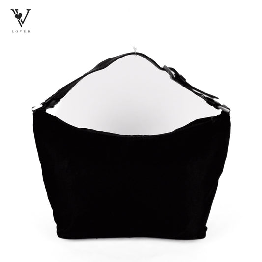 Triangle Logo Nylon Leather Hobo Bag