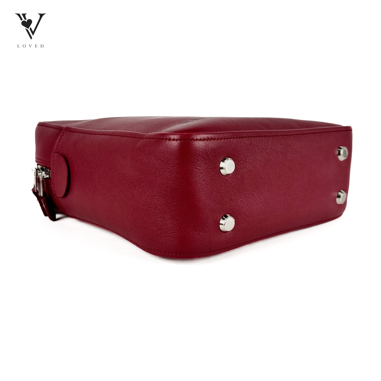 Shiny Day Calfskin S Triangle Duffle in Rouge Grenat