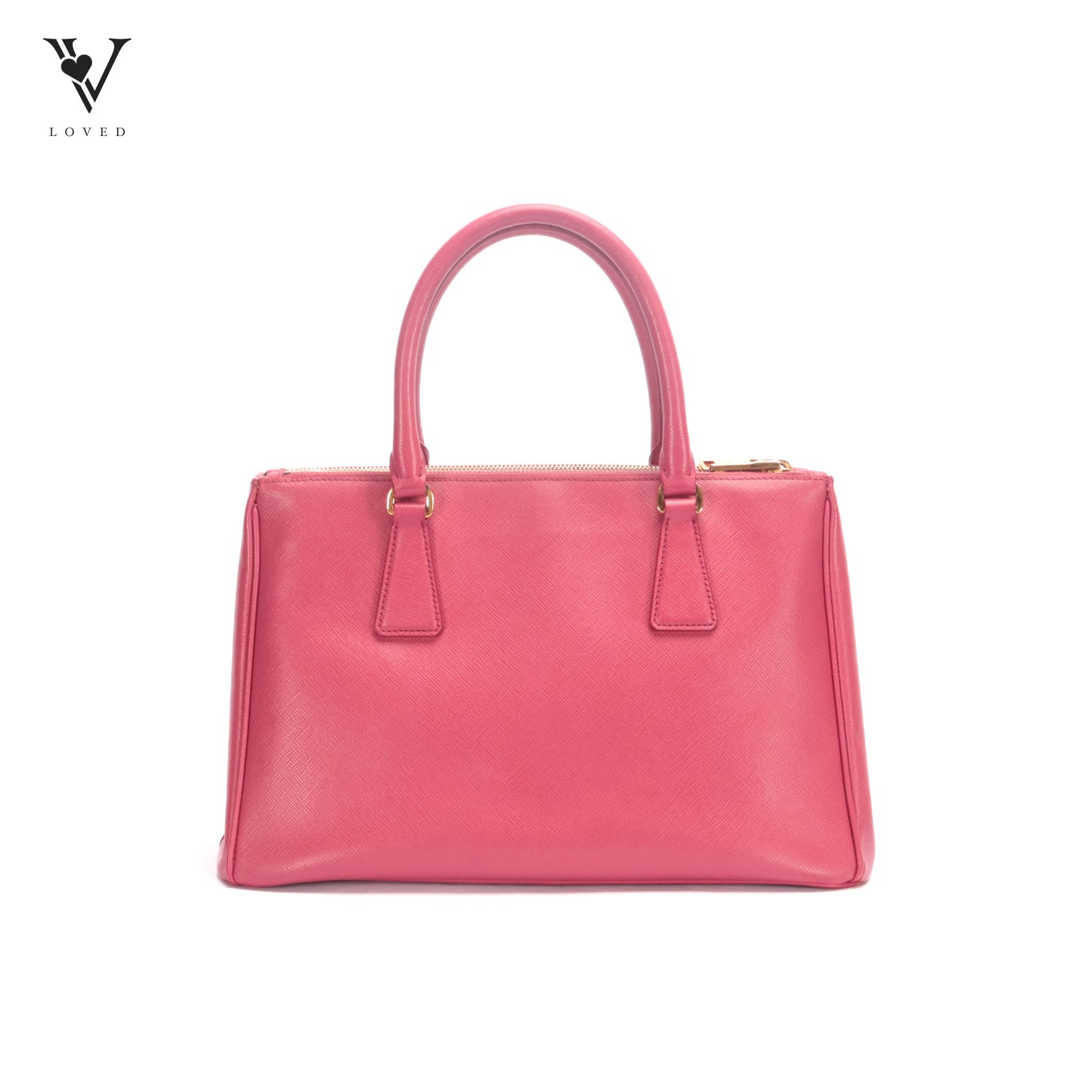 Galleria Double Zipped Two-way Bag in Pink Saffiano Leather