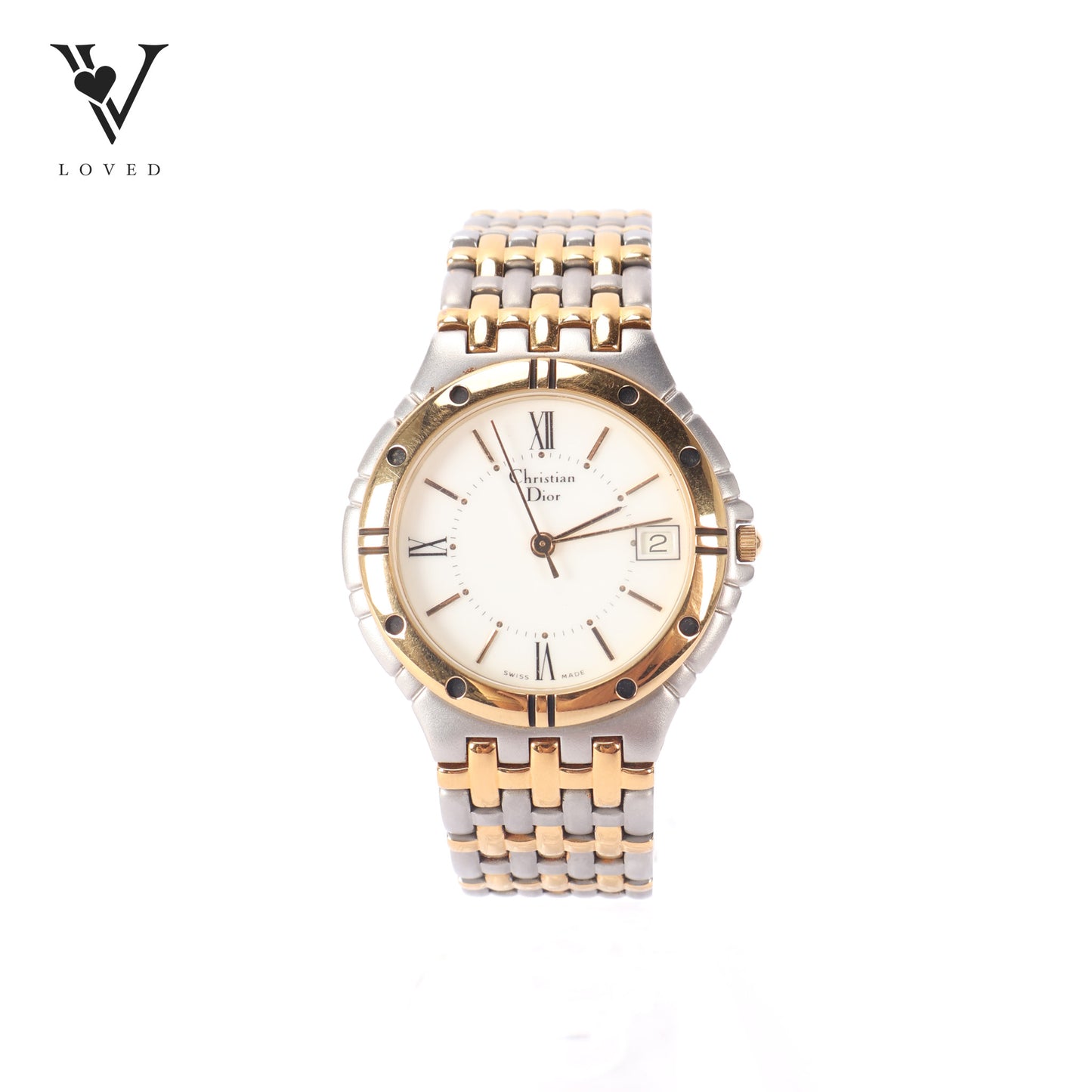 Two-Tone Date Quartz Watch In Stainless Steel And Gold-Plated Finish