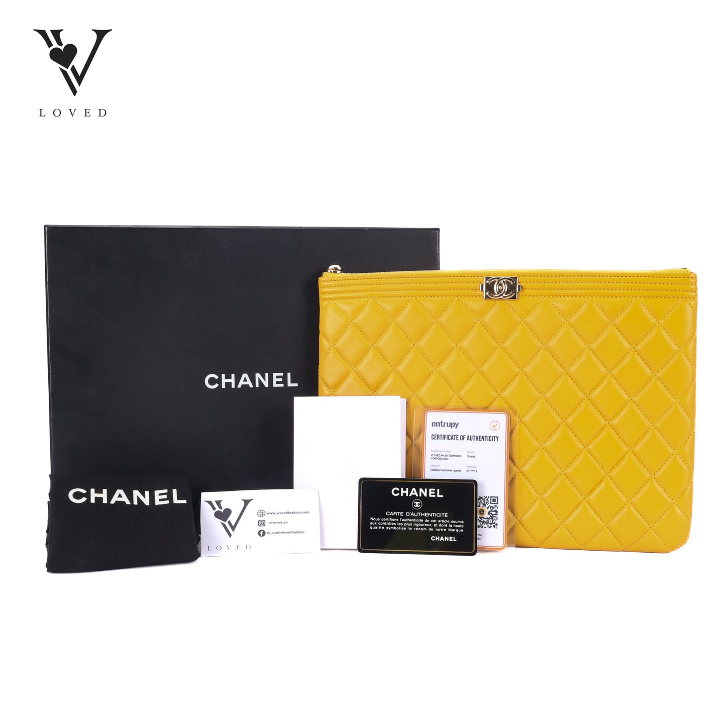 Boy O Case Clutch In Yellow Quilted Lambskin Leather