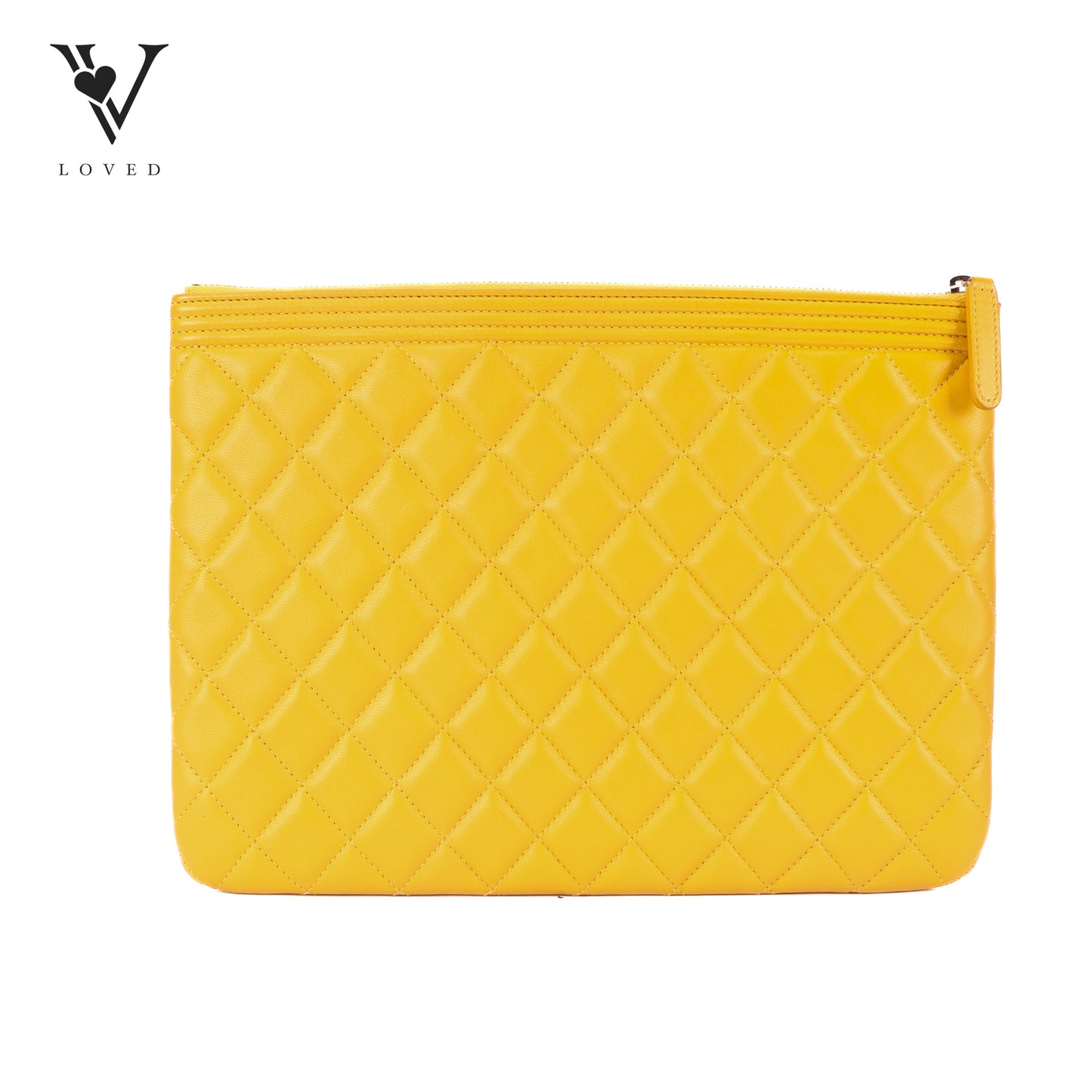 Boy O Case Clutch In Yellow Quilted Lambskin Leather