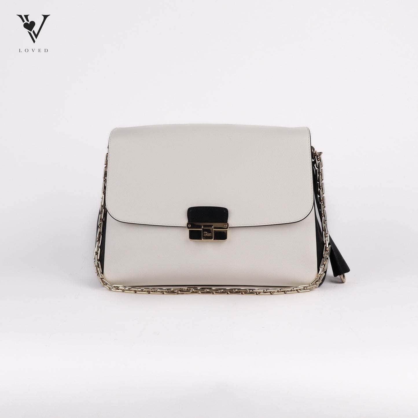 Diorling Shoulder Bag in Off-white and Black Leather