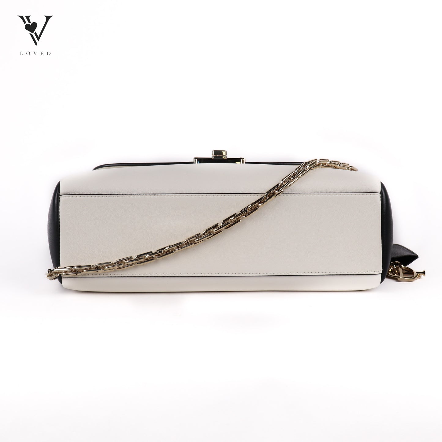 Diorling Shoulder Bag in Off-white and Black Leather