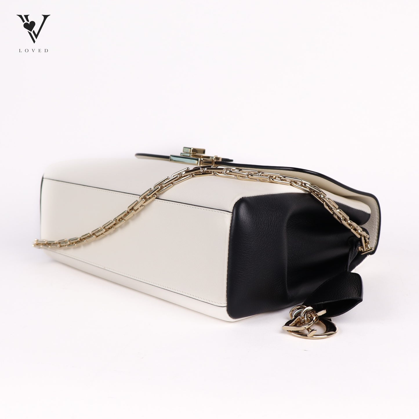 Diorling Shoulder Bag in Off-white and Black Leather