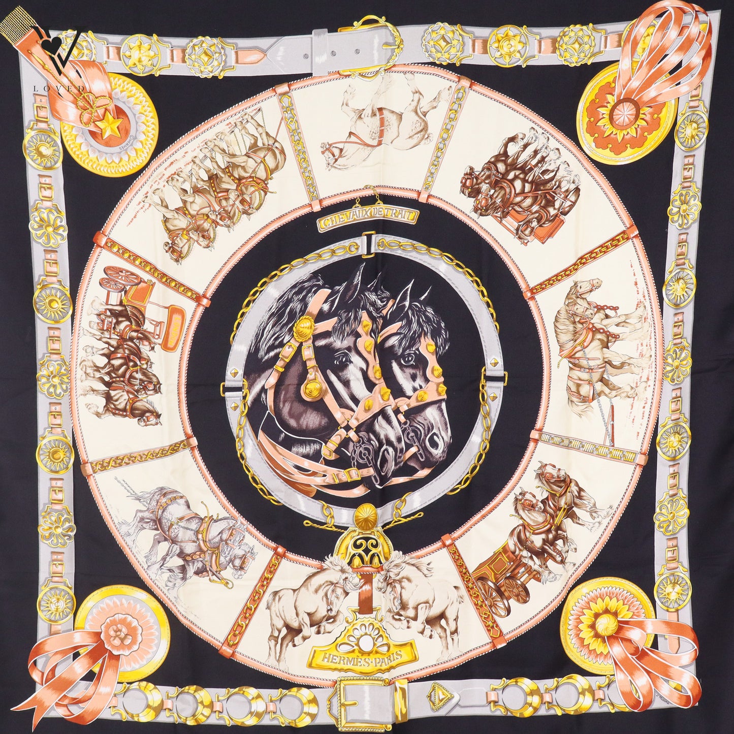 Chevaux de Trais by L. Thioune Silk Scarf