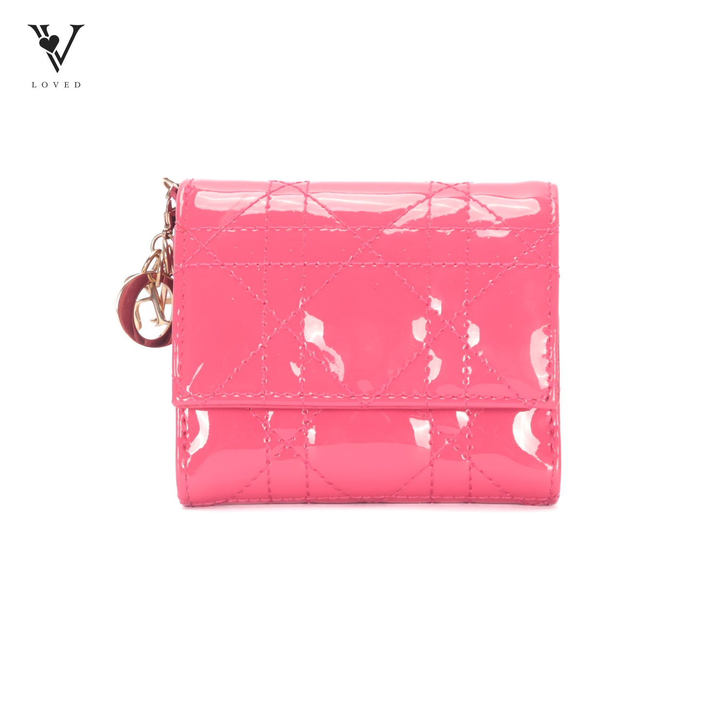 Lady Dior Lotus Wallet in Bright Pink Patent Cannage Calfskin