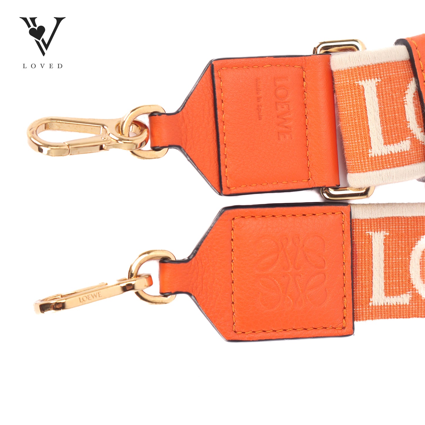 Anagram Leather-Trimmed Bag Strap In Orange