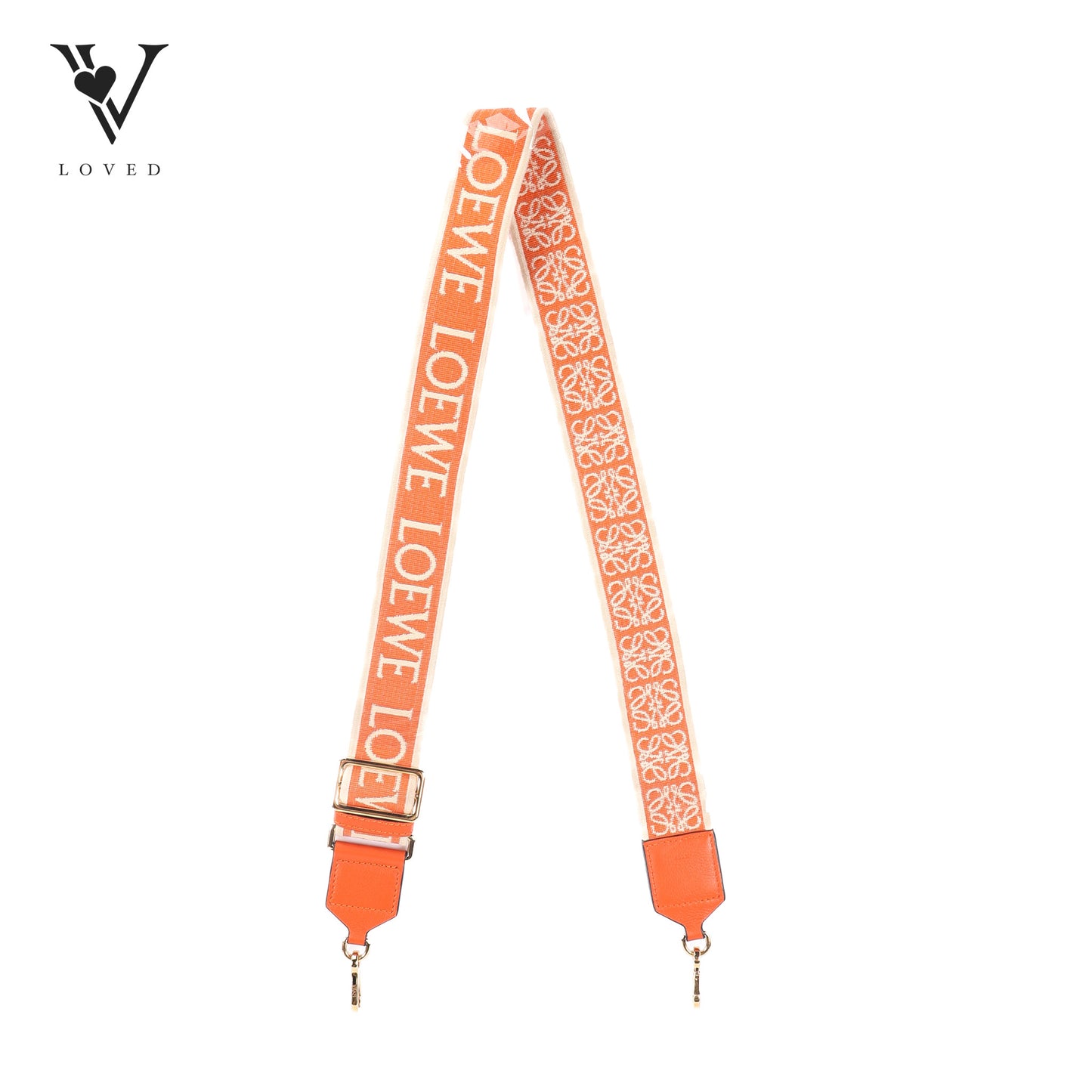 Anagram Leather-Trimmed Bag Strap In Orange