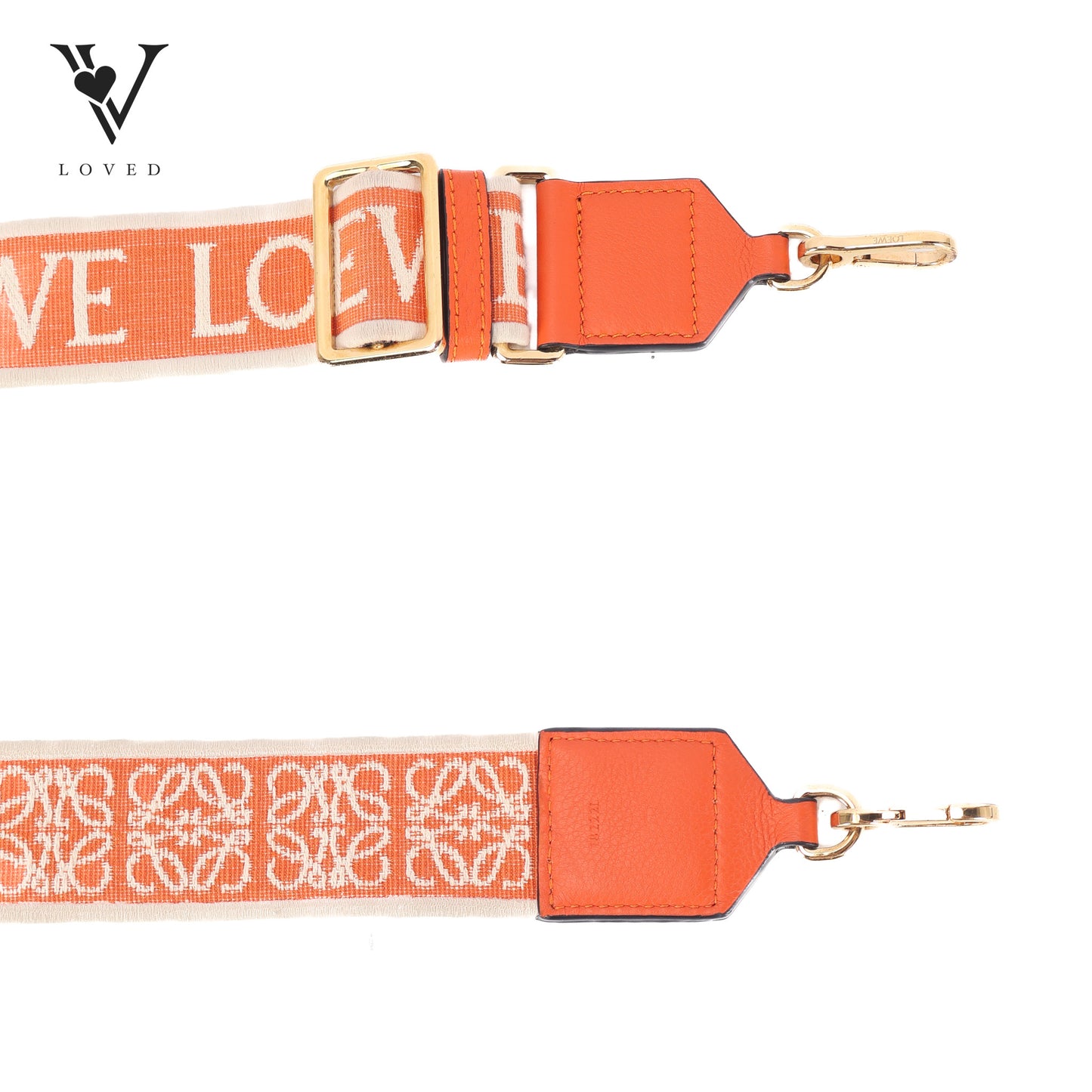 Anagram Leather-Trimmed Bag Strap In Orange