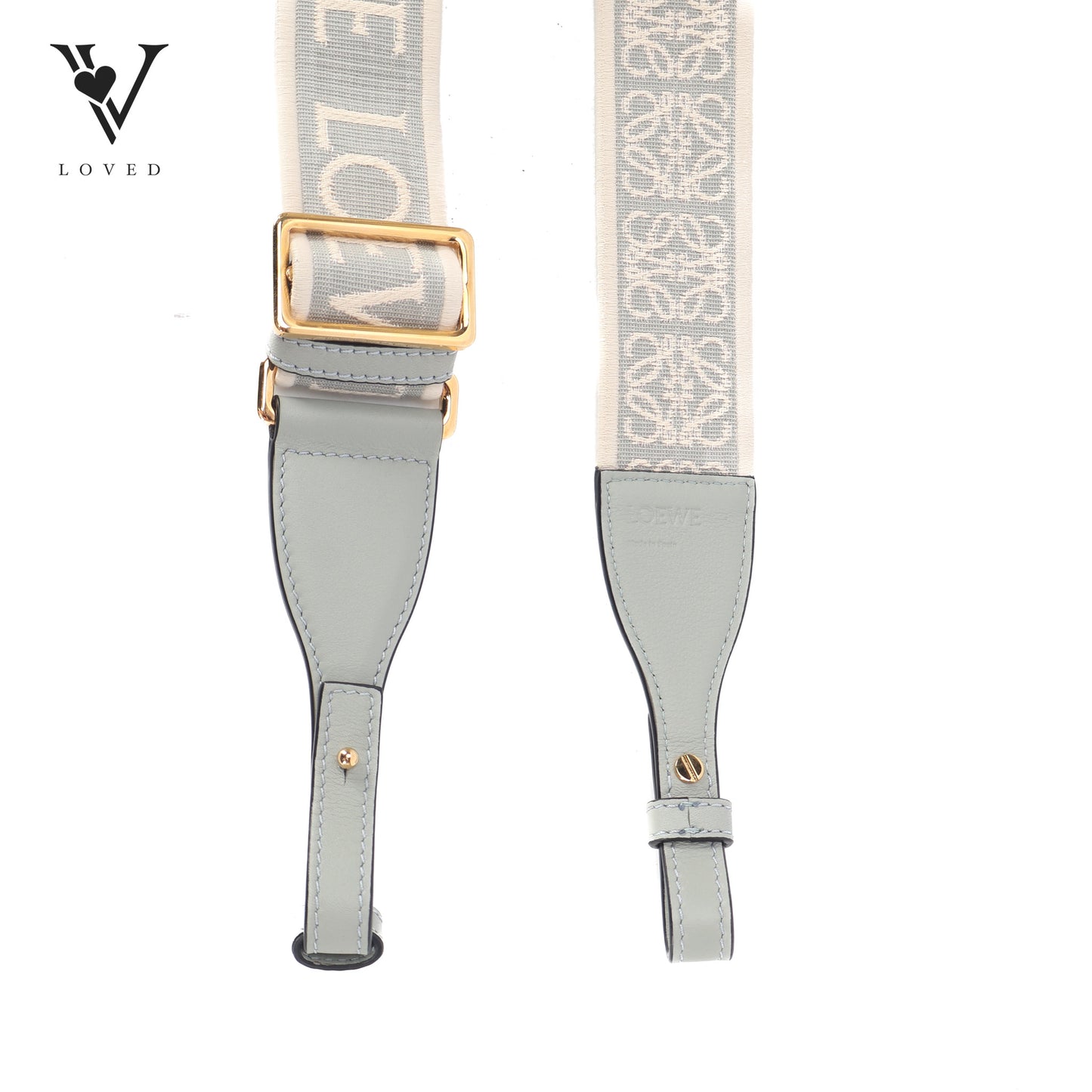 Anagram Leather-Trimmed Bag Strap In Light Blue