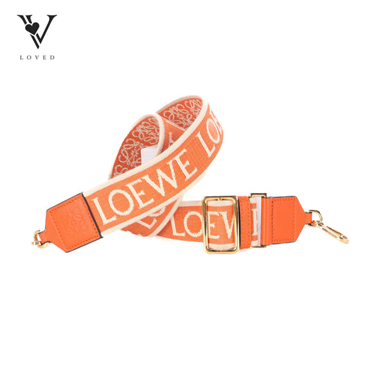 Anagram Leather-Trimmed Bag Strap In Orange