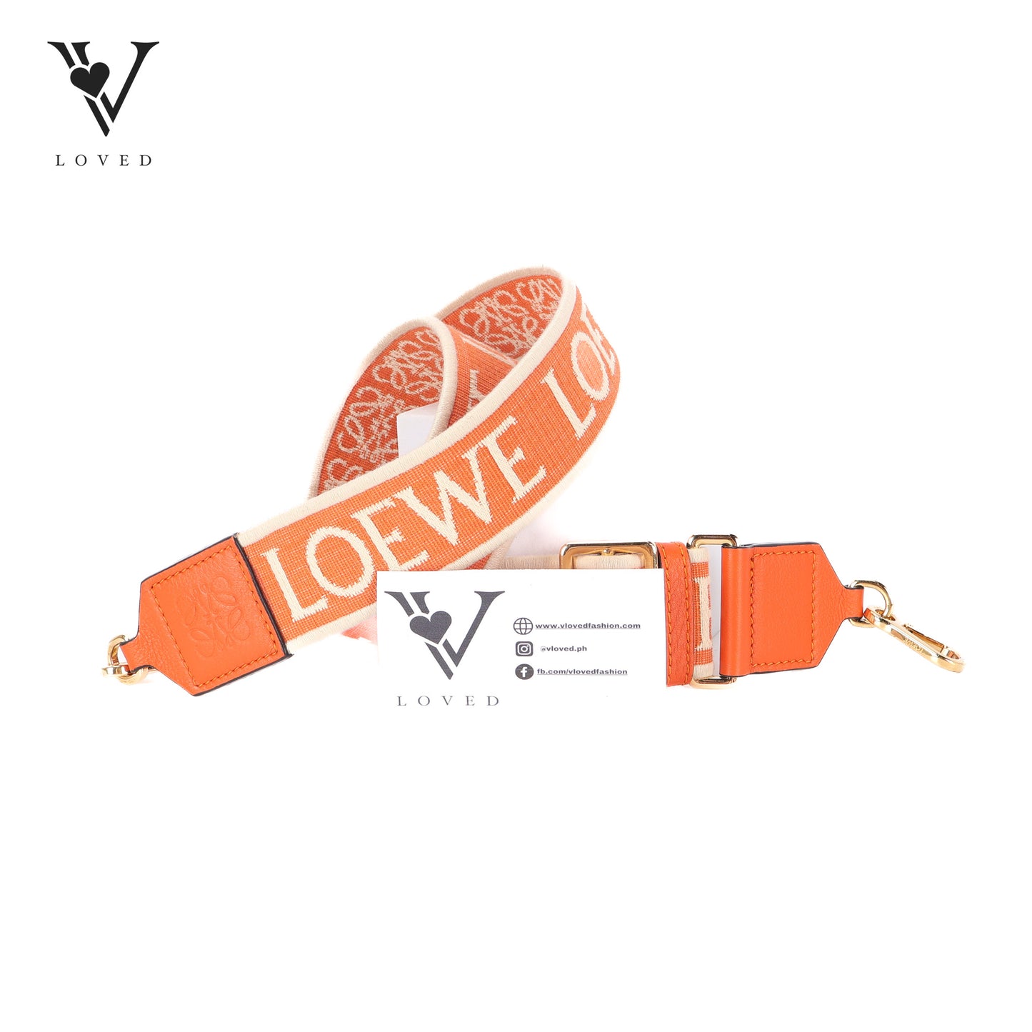 Anagram Leather-Trimmed Bag Strap In Orange