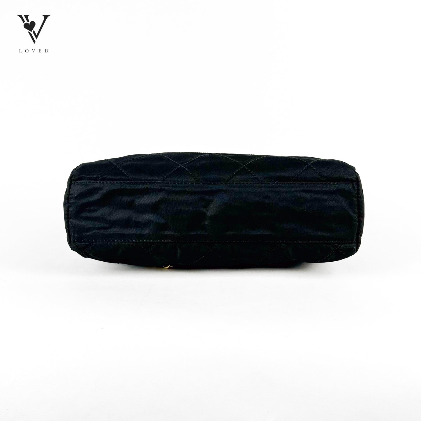 Nylon Tessuto Impuntu Quilted Flap Shoulder Bag Black