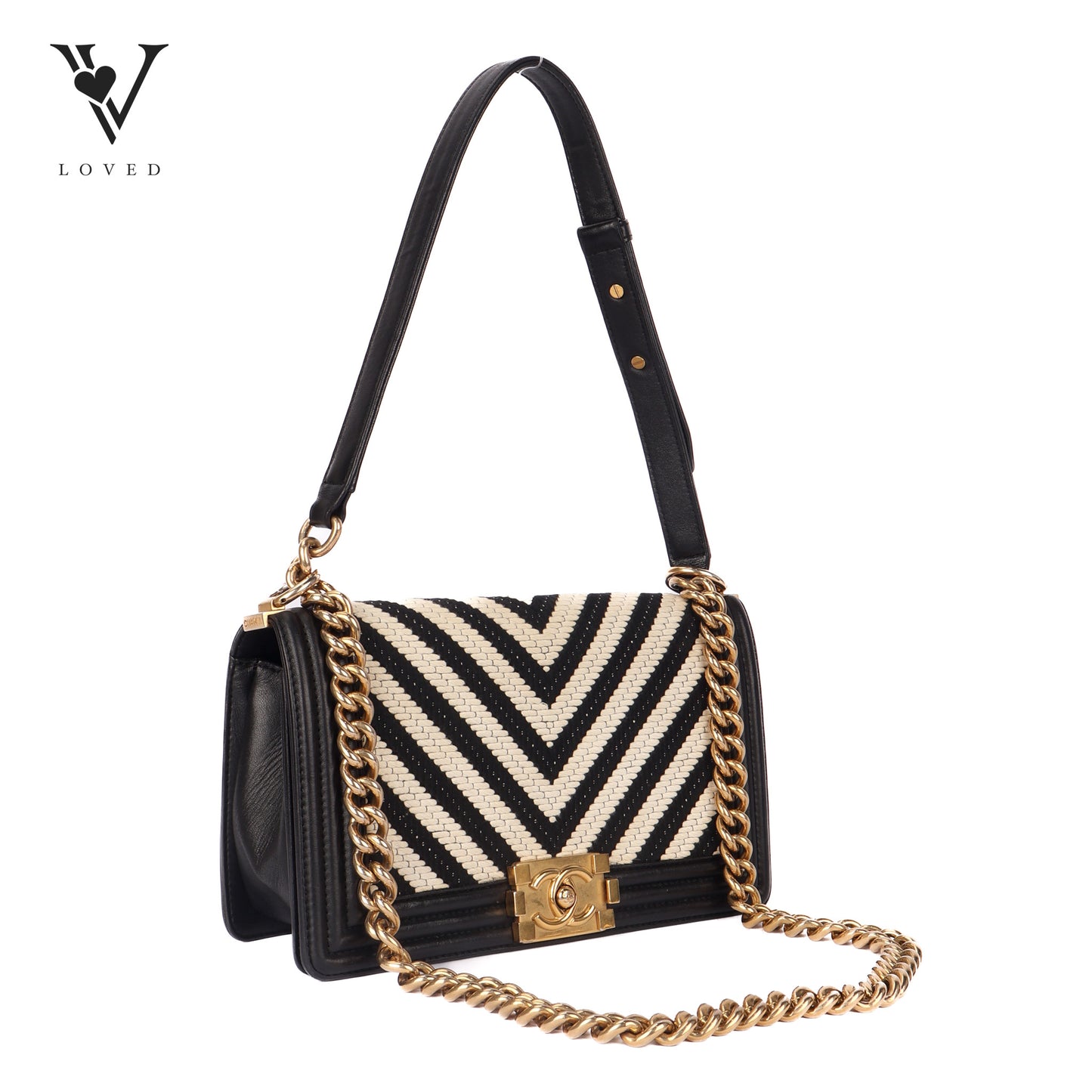 Le Boy In Braided Chevron And Black Leather