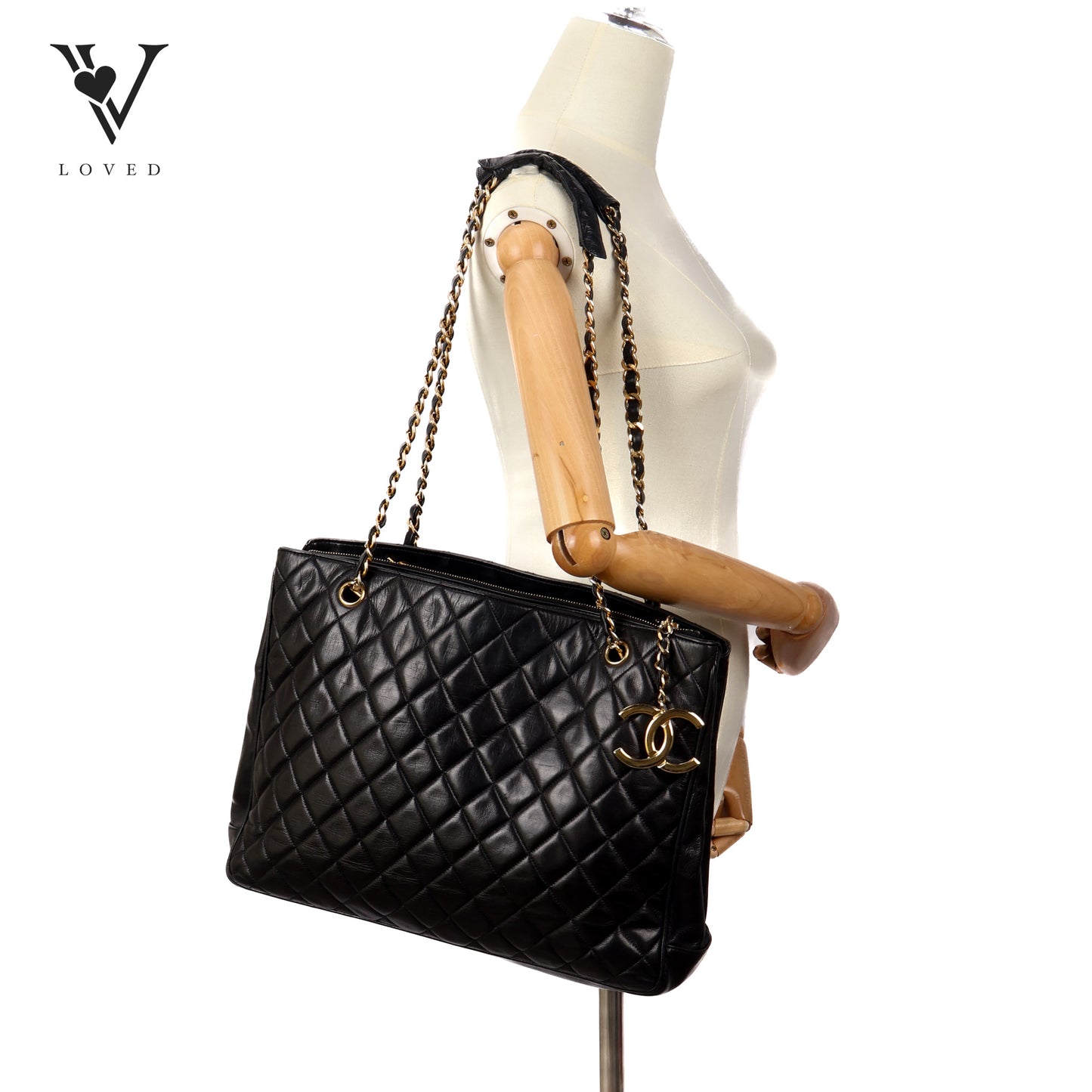 Vintage CC Tote in Black Quilted Lambskin