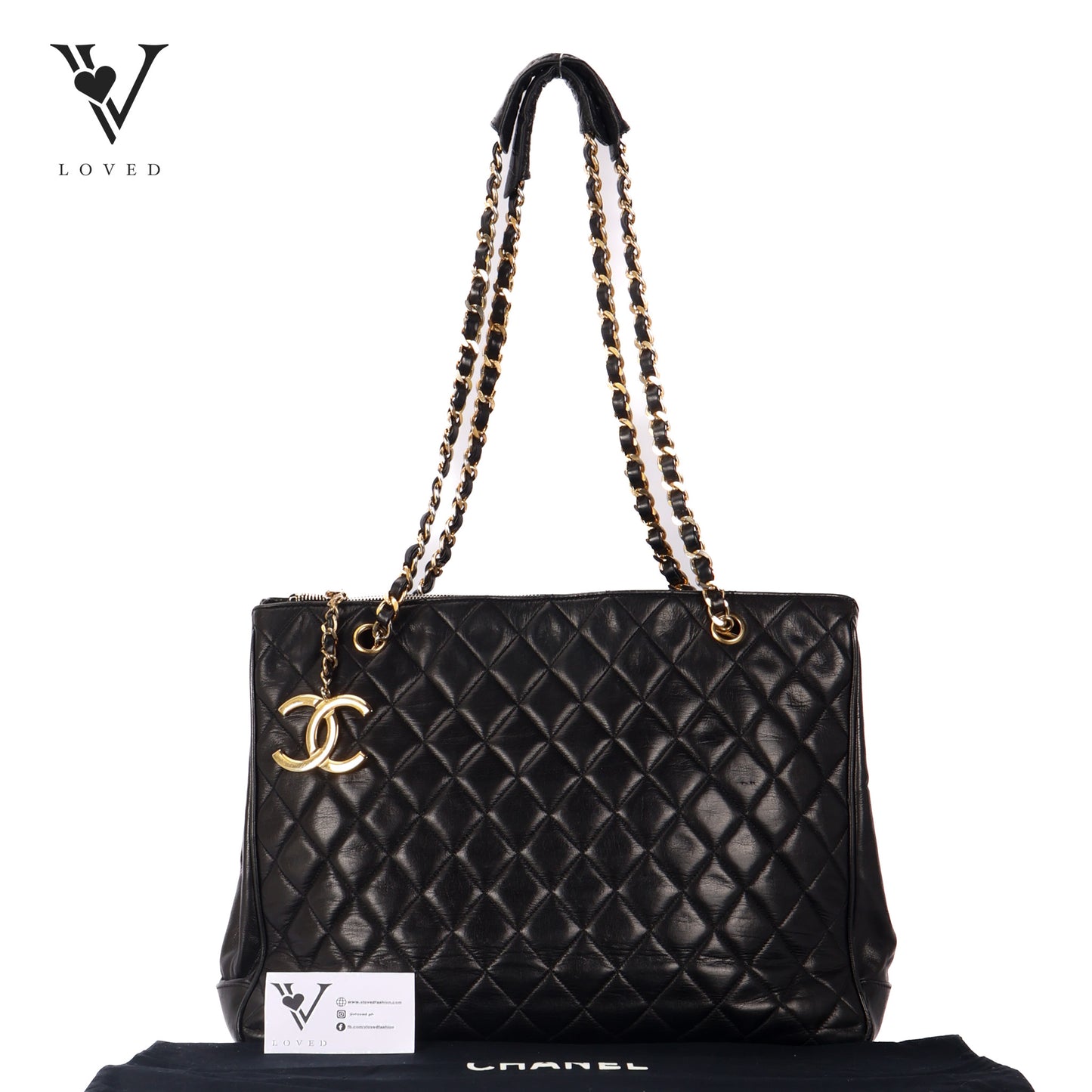 Vintage CC Tote in Black Quilted Lambskin