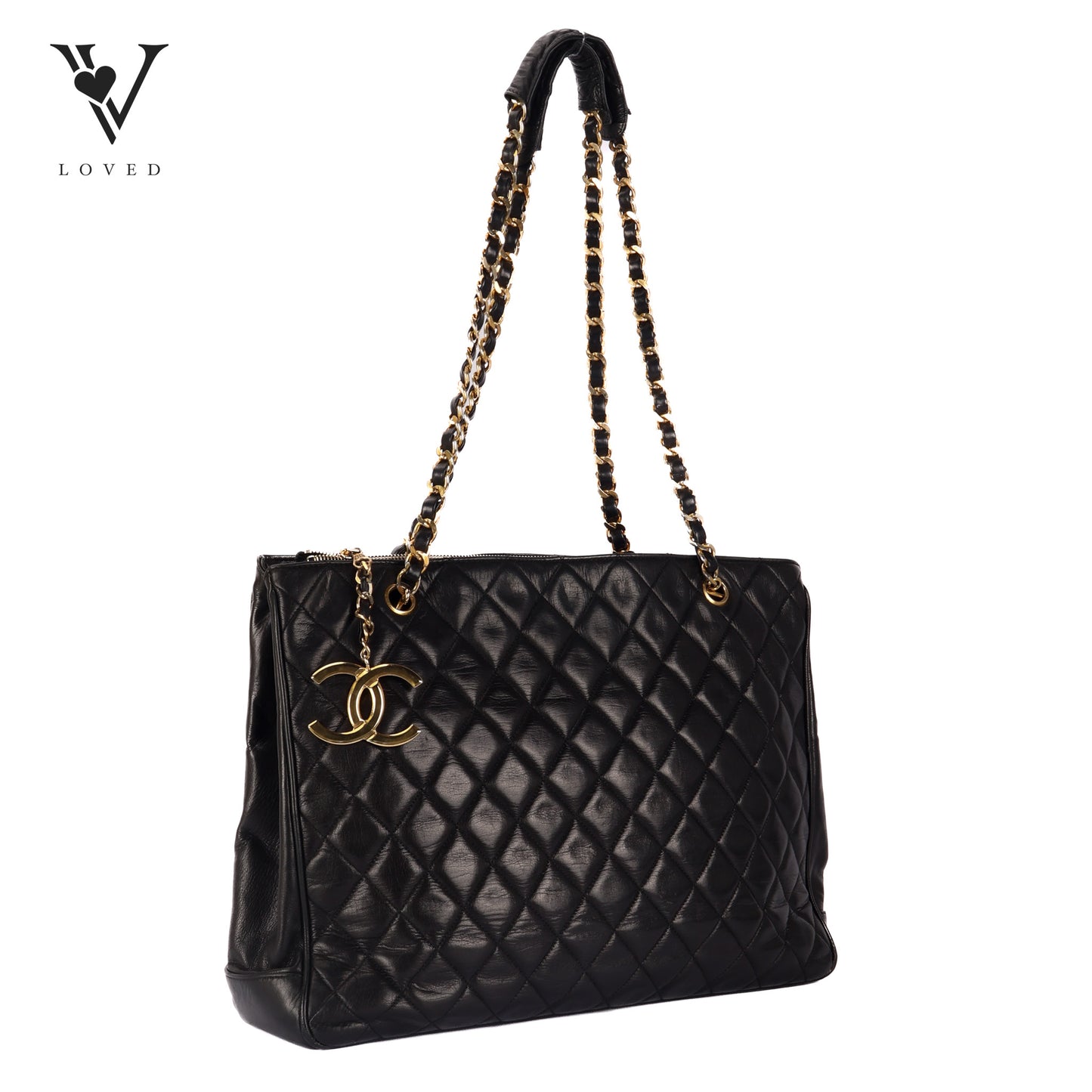 Vintage CC Tote in Black Quilted Lambskin