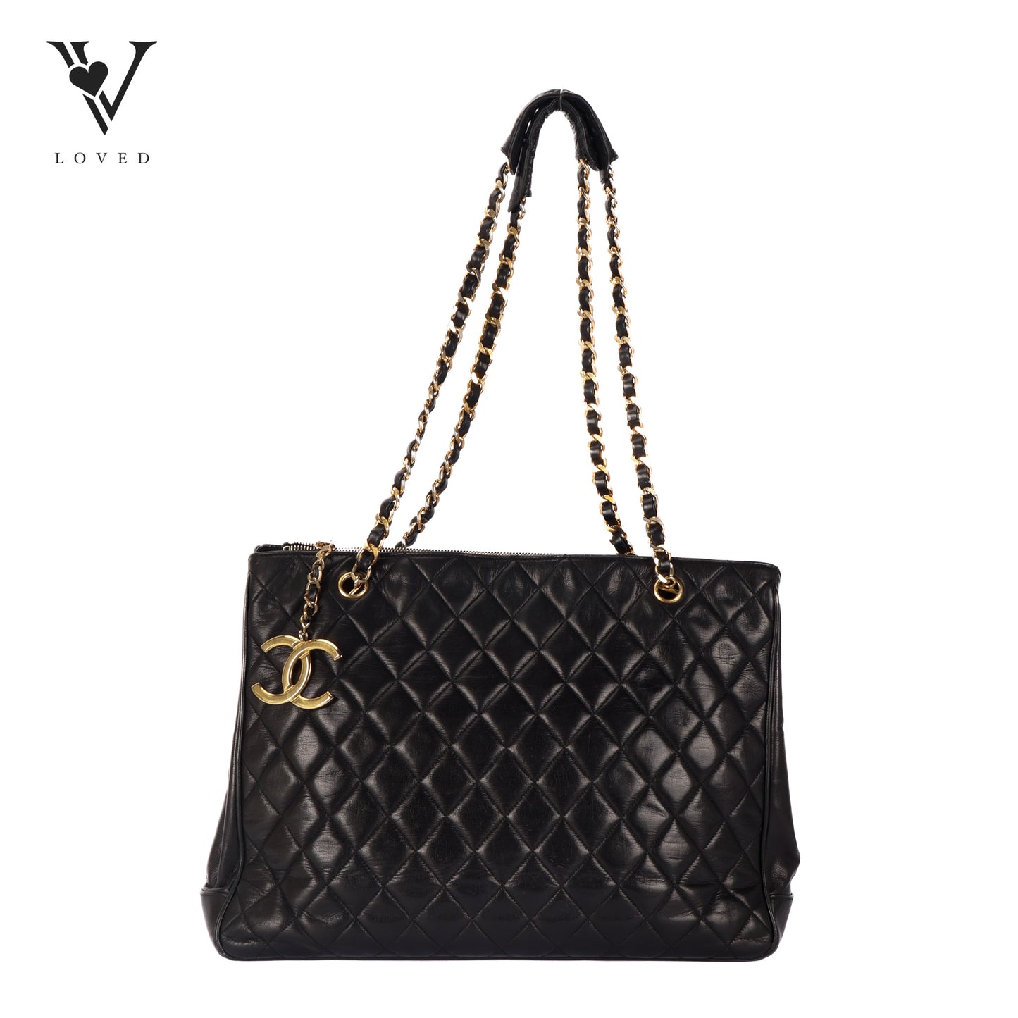 Vintage CC Tote in Black Quilted Lambskin