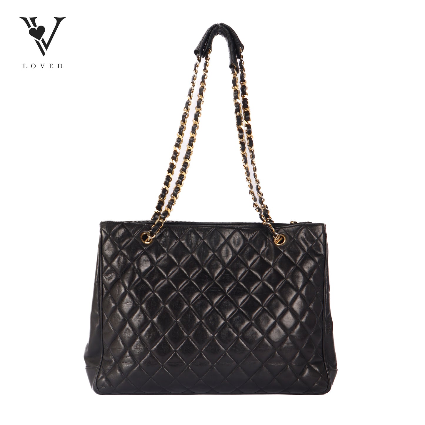 Vintage CC Tote in Black Quilted Lambskin