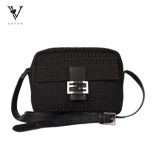 Camera Crossbody Bag In Black Zucchino Canvas