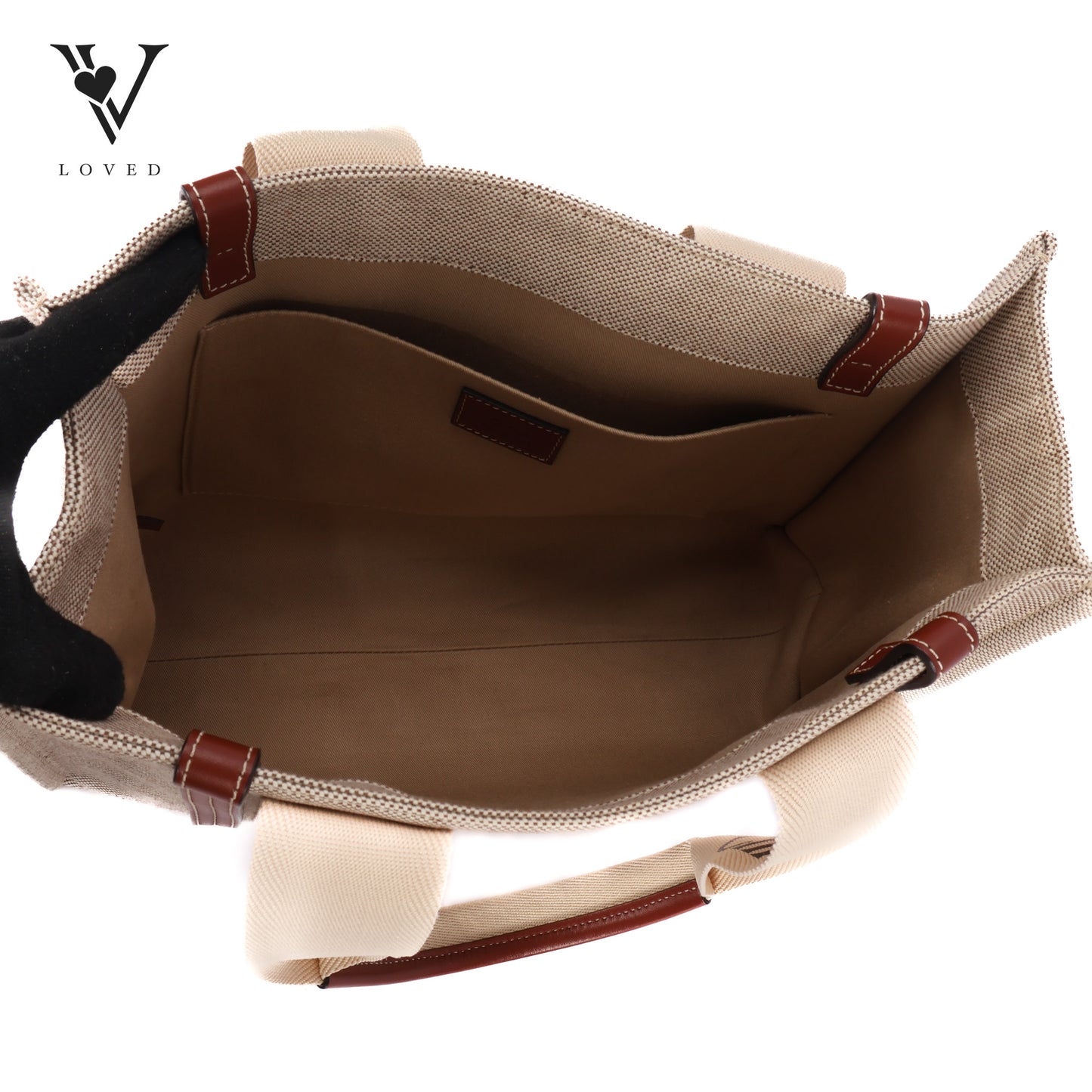 Woody Tote Bag In Brown Canvas Leather