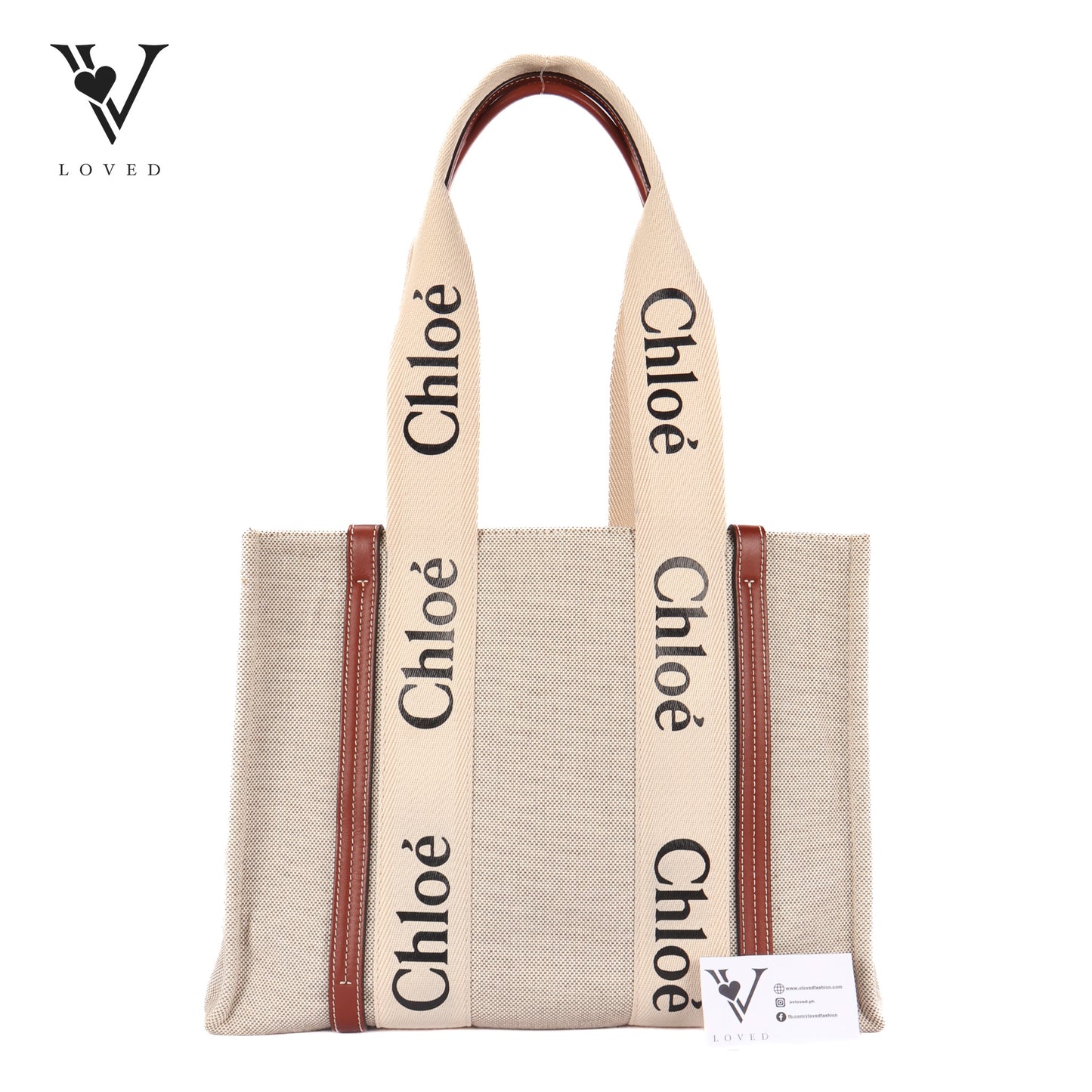 Woody Tote Bag In Brown Canvas Leather