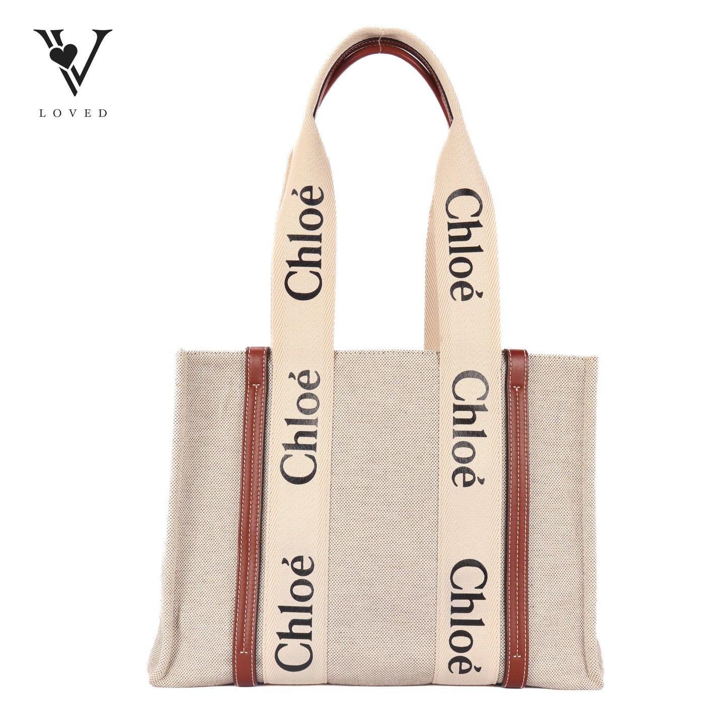 Woody Tote Bag In Brown Canvas Leather