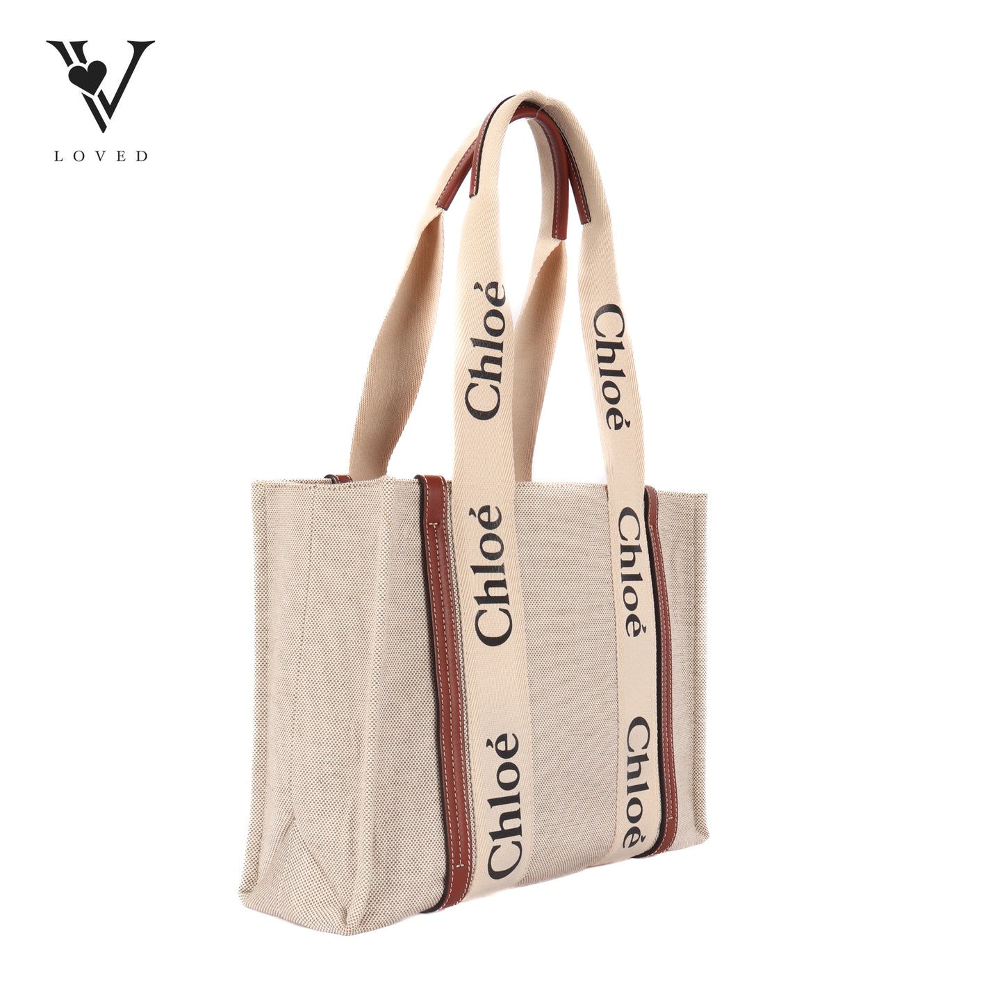 Woody Tote Bag In Brown Canvas Leather