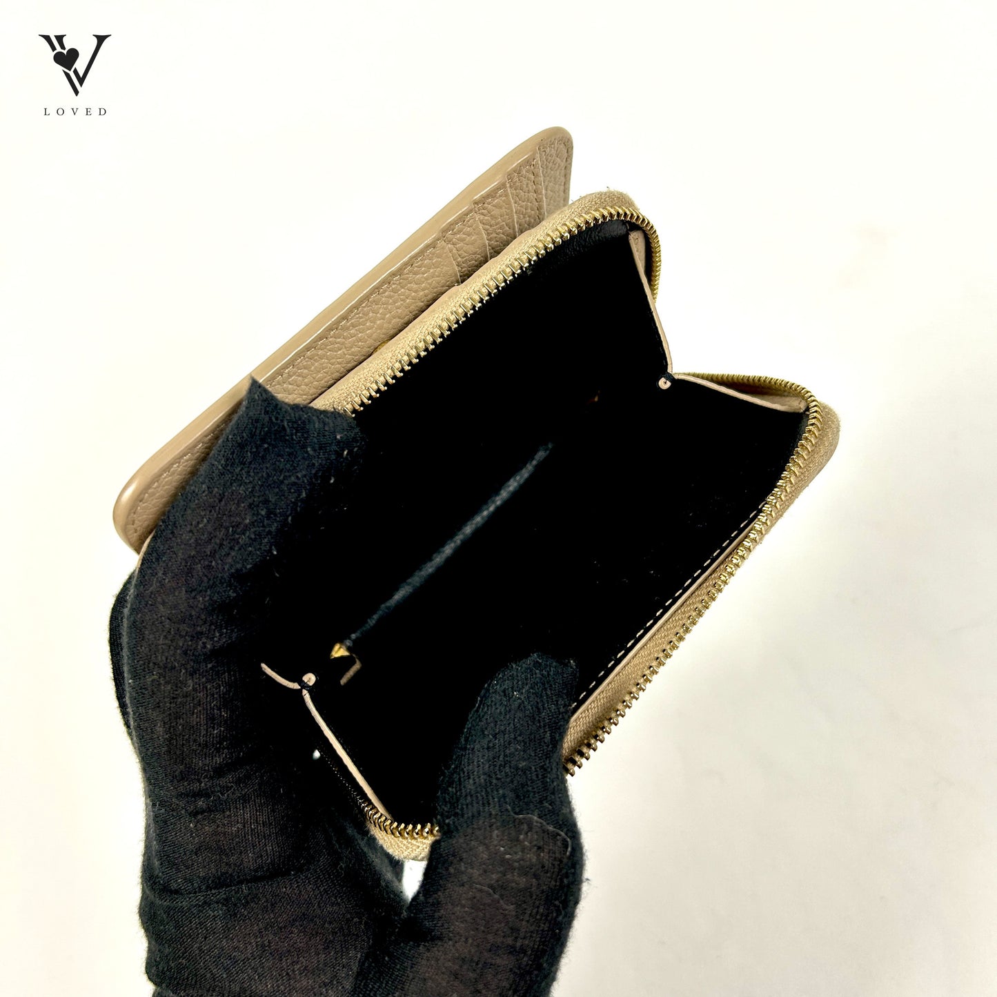 Yves Saint Laurent Line Compact Zippered Wallet in Grained Leather